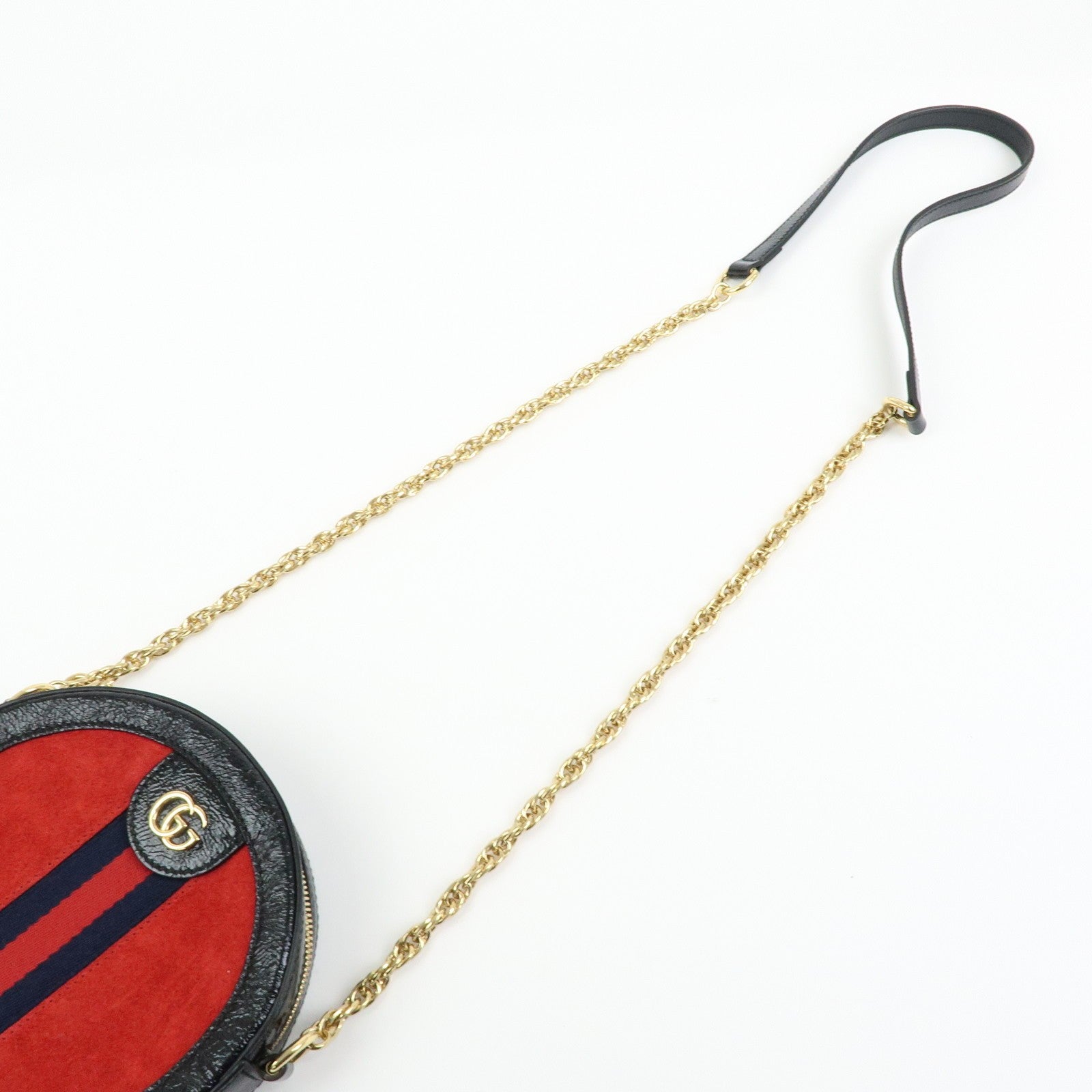 Gucci Shoulder Bag - Red, Black, Suede, Patent Leather