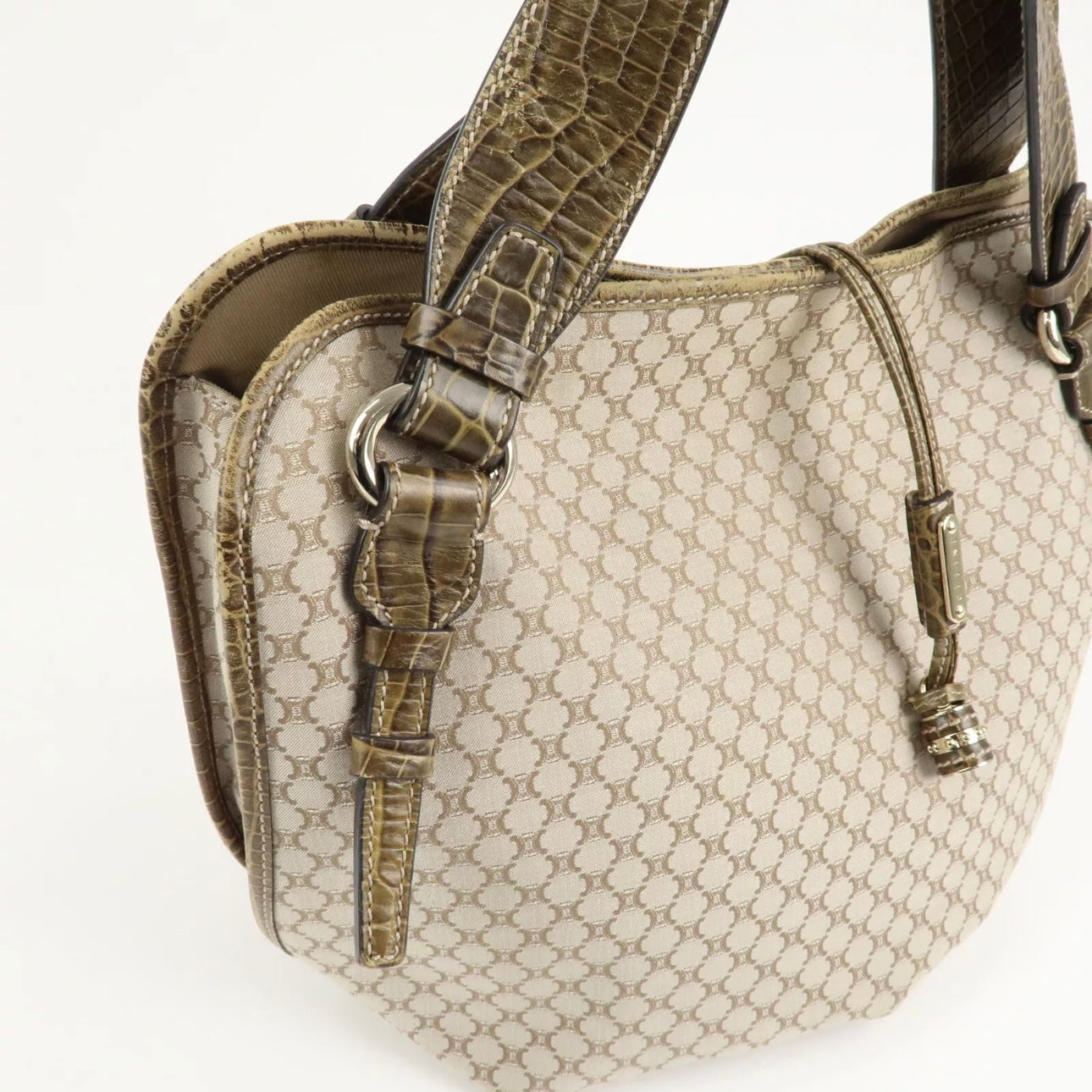 CELINE Macadam Bitter Sweet Canvas Leather Tote Bag - Beige Khaki, Canvas, Leather
