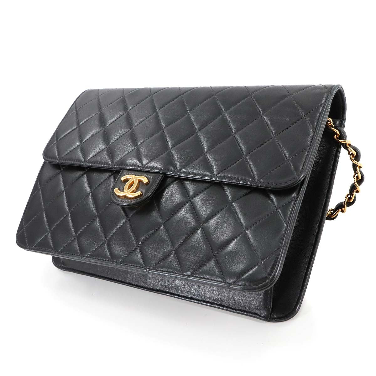 CHANEL Matelasse Chain Shoulder Bag - Black, Leather