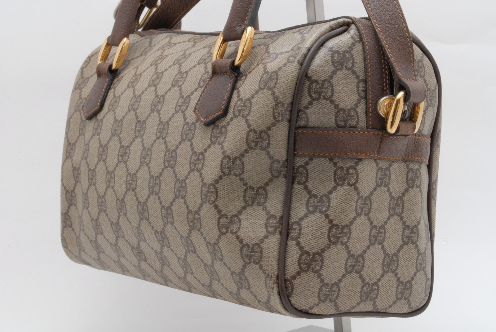 Gucci GG Supreme 2Way Boston Bag - Beige, PVC Leather