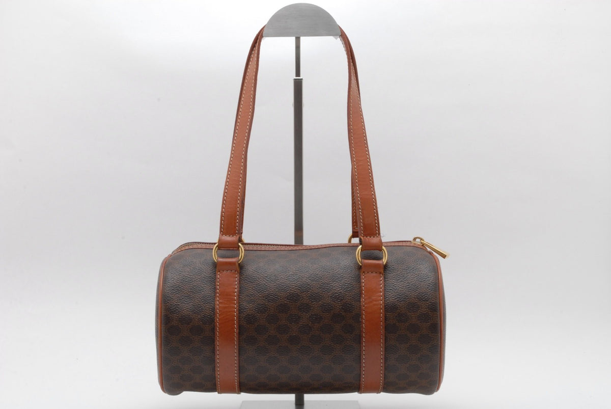 Celine Macadam Boston Handbag - Brown, PVC Leather