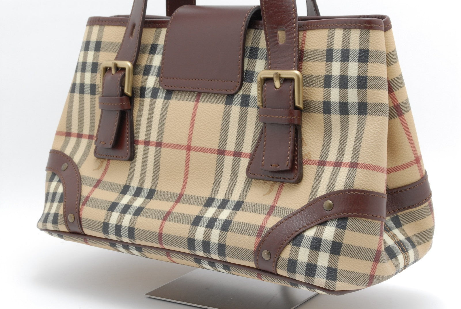 Burberry Nova Check Shadow Hand Tote Bag - Brown, Leather
