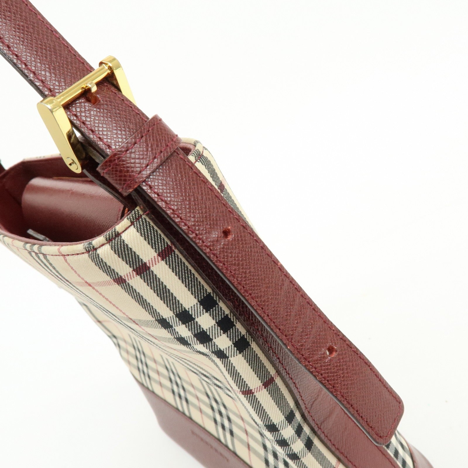 Burberry Shoulder Bag - Beige, Bordeaux, Canvas Leather