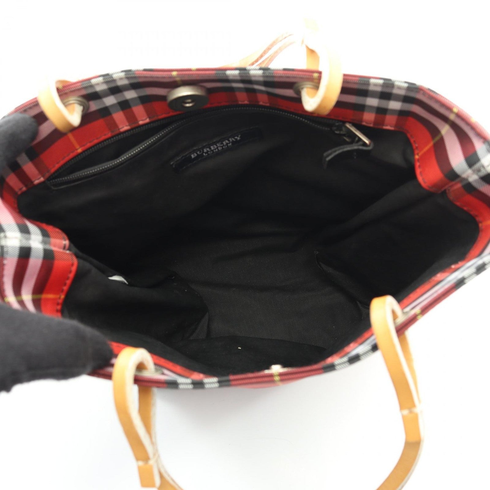 Burberry Nova Check Handbag - Red, Canvas