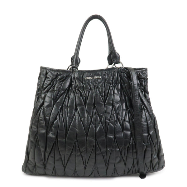 Miu Miu Matelasse 2Way Hand Bag - Black, Leather 