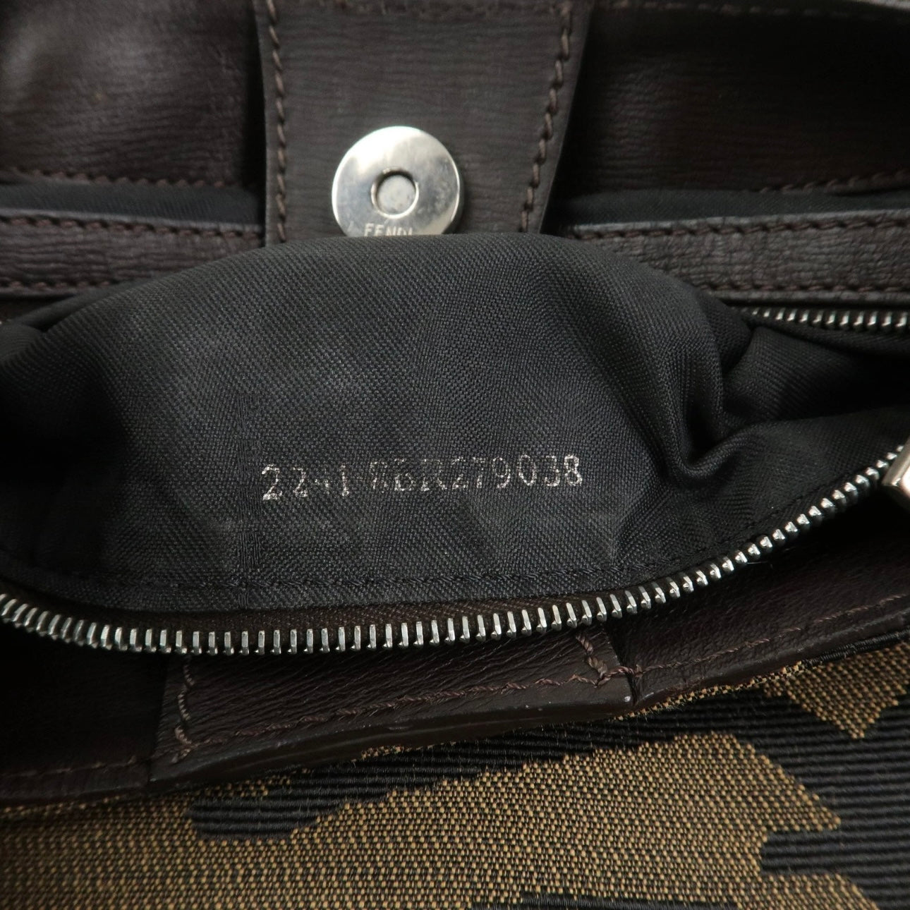 FENDI Canvas Leather Shoulder Bag Hand Bag Zebra Motif