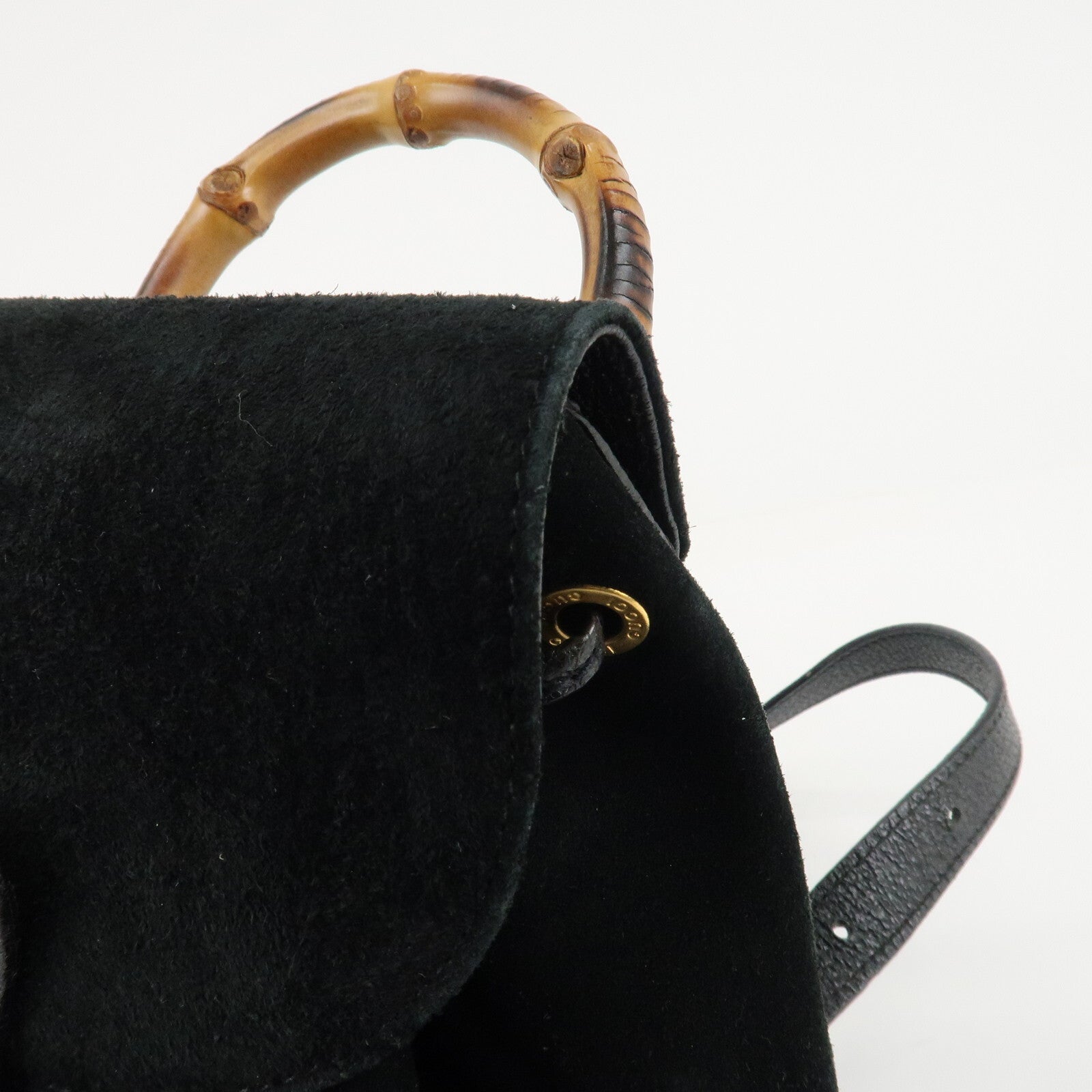 Gucci Bamboo Backpack - Black, Suede, Leather