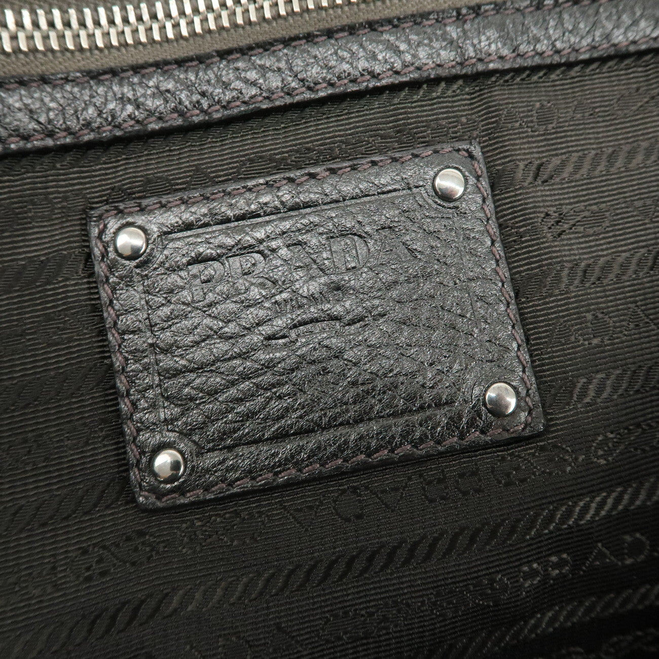 PRADA Leather 2 Way Tote Bag - Metallic Gray, Leather