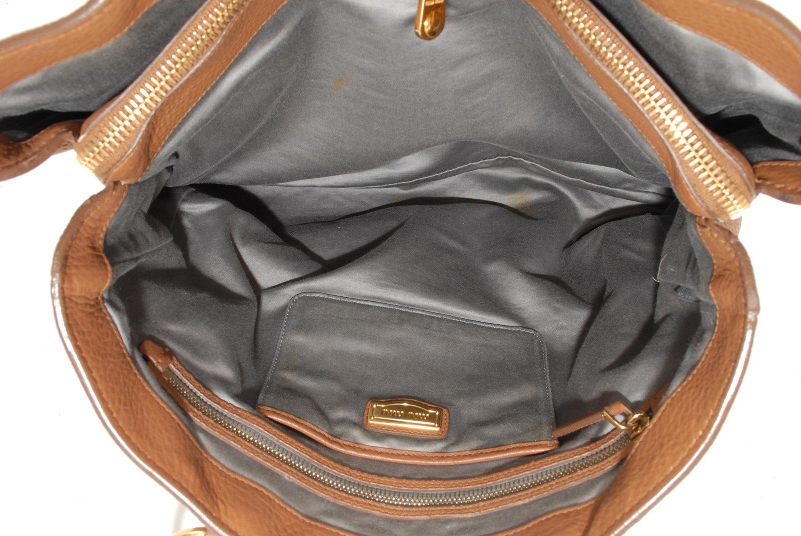 Miu Miu Vitello Lux Tote Handbag - Brown, Leather