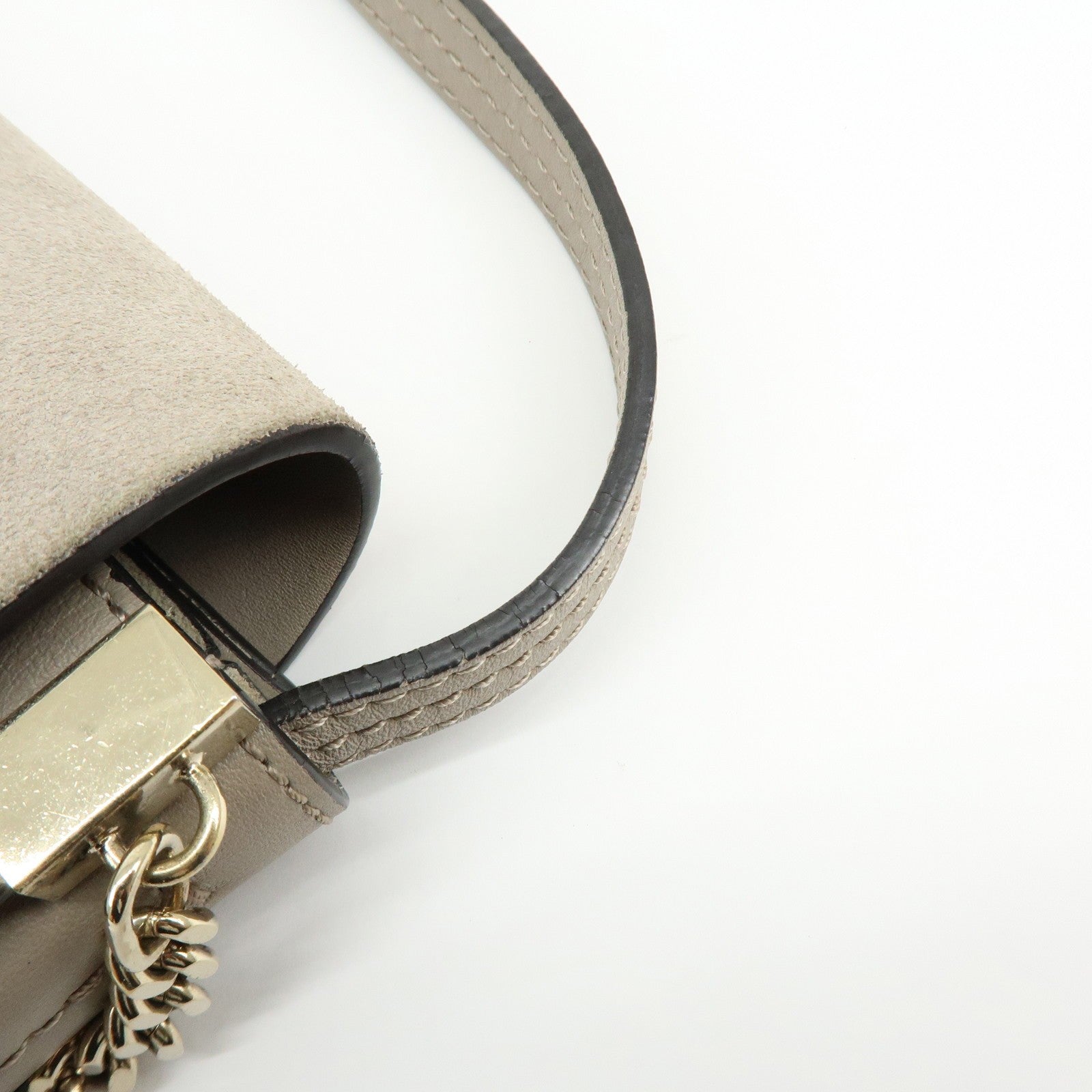 Chloe Faye Shoulder Bag - Greige, Suede Leather
