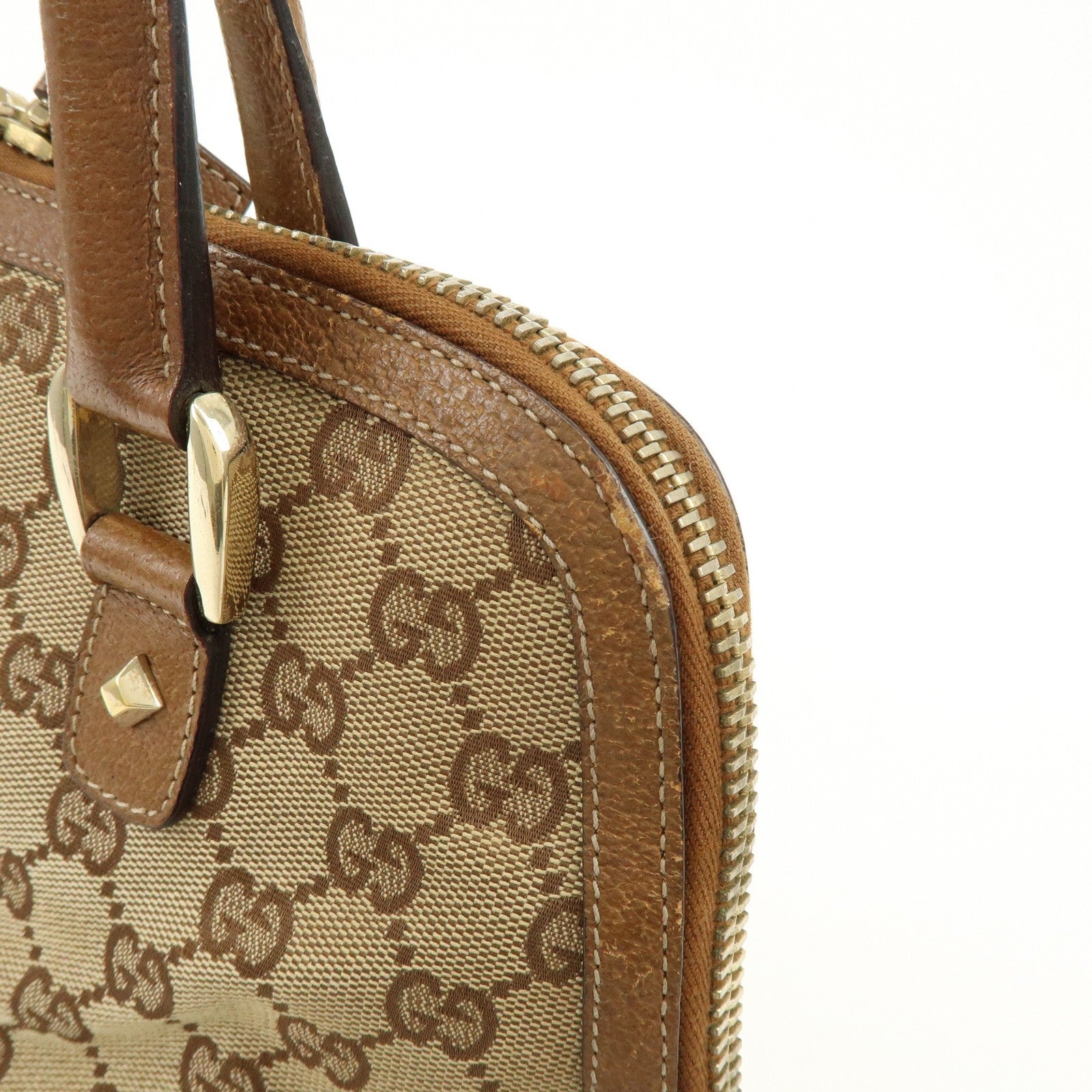 Gucci Hand Bag - Brown, GG Canvas, Leather 