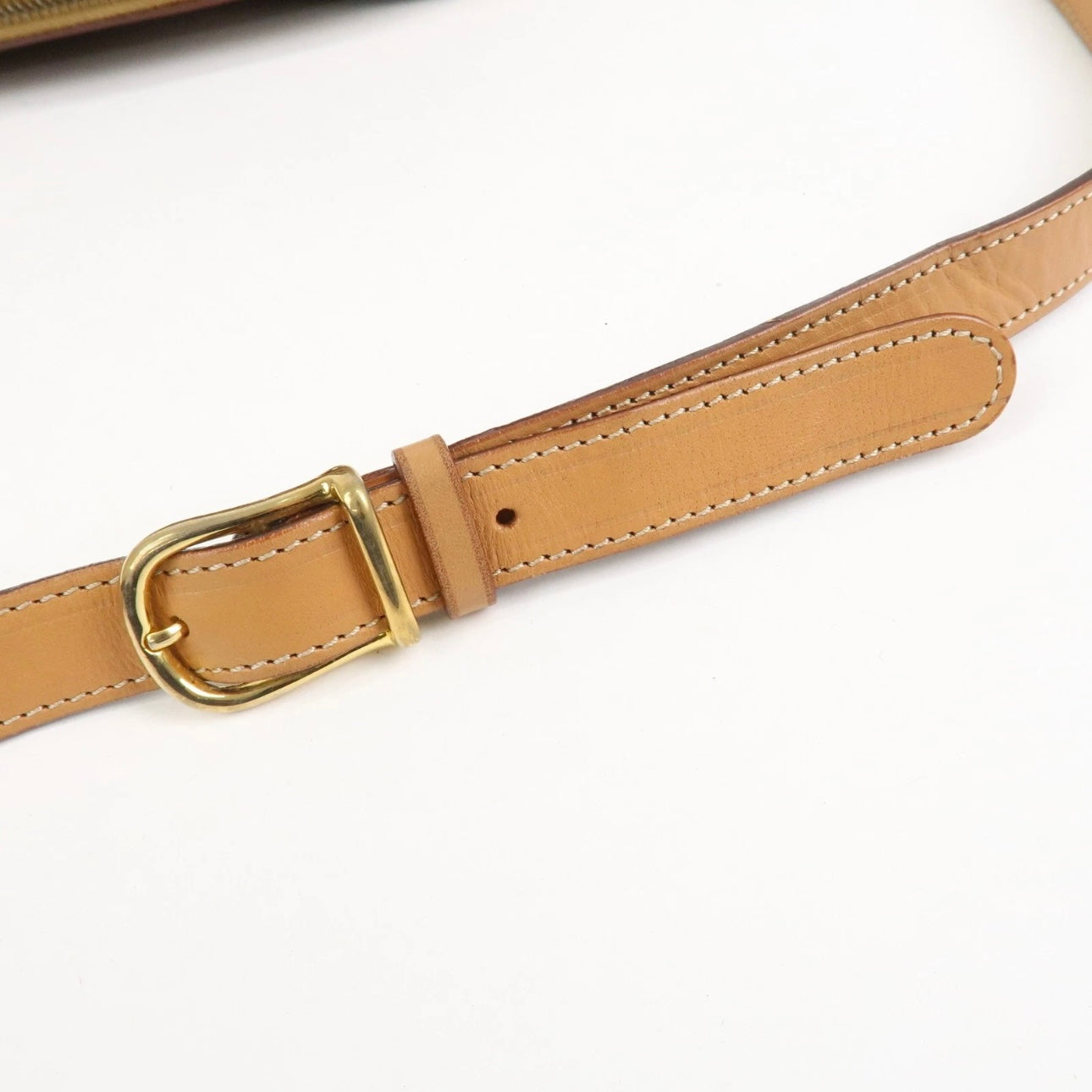 CELINE Macadam Leather Shoulder Bag Beige Brown Gold