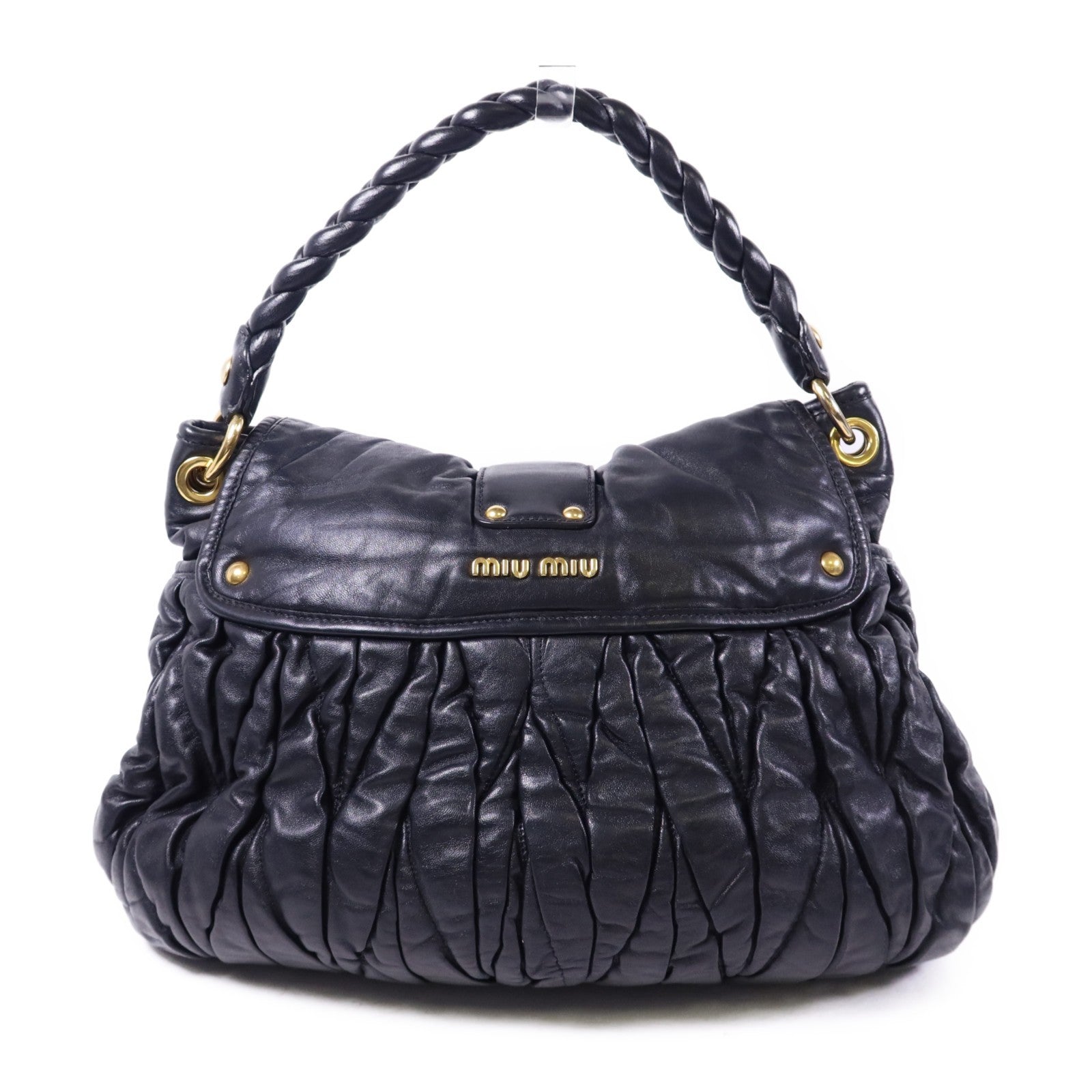 Miu Miu GHW 2 Way Shoulder Bag - Black, Lambskin Leather 