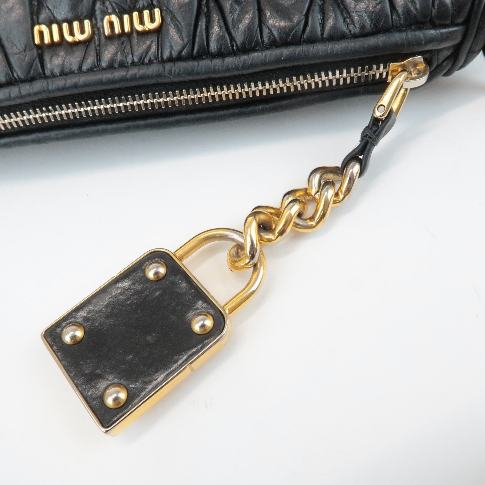 Miu Miu Matelasse Shoulder Bag - Black, Leather
