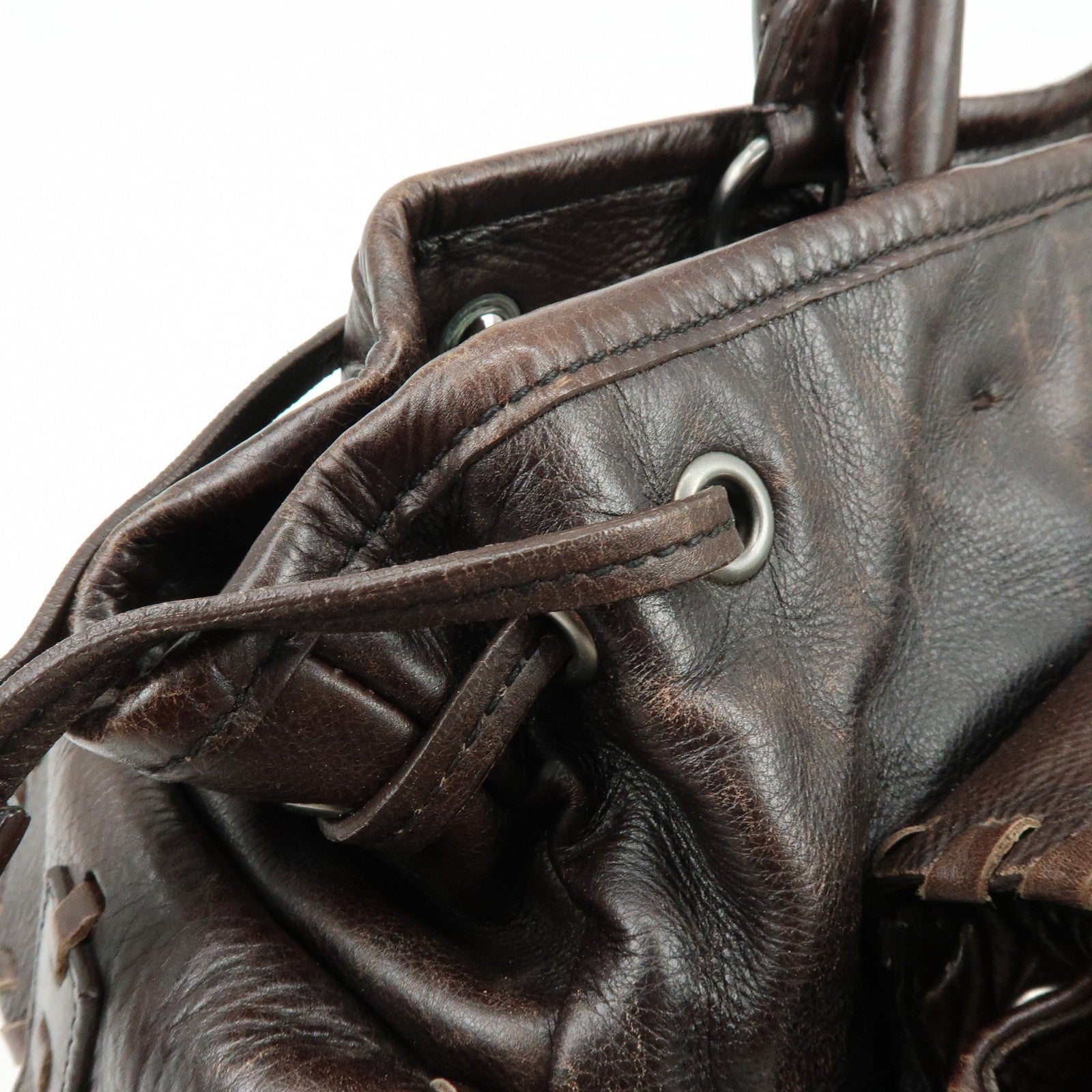 Prada Hand Bag Tote Bag - Brown, Black, Leather, Nylon
