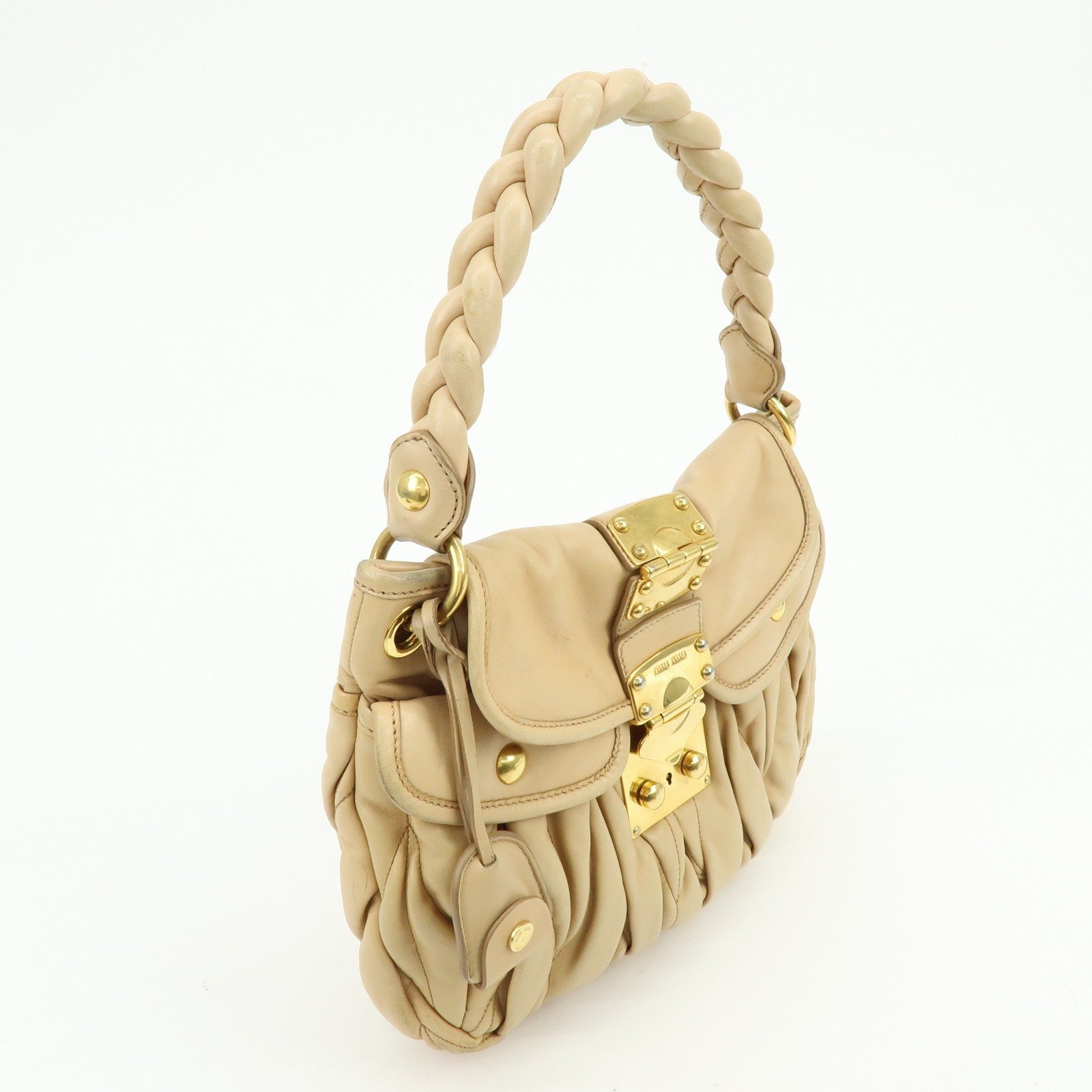 Miu Miu Matelasse 2Way Handbag - Beige, Leather 