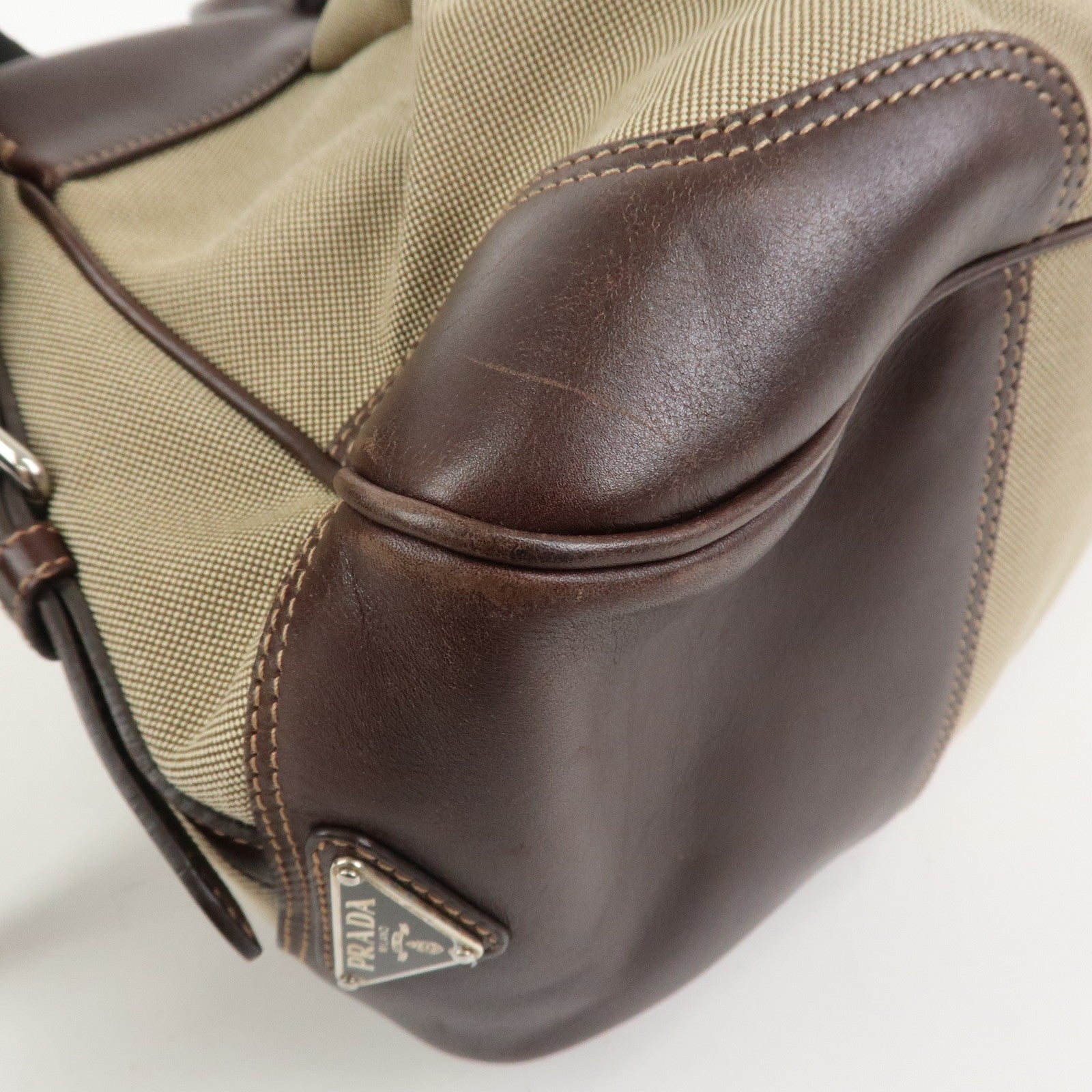 Prada Logo 2Way Shoulder Hand Bag - Brown, Canvas and Leather