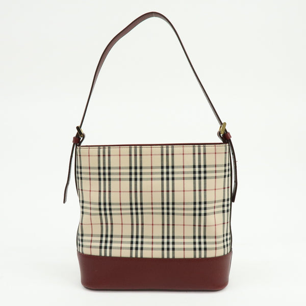 Burberry Shoulder Bag - Beige, Bordeaux, Canvas Leather