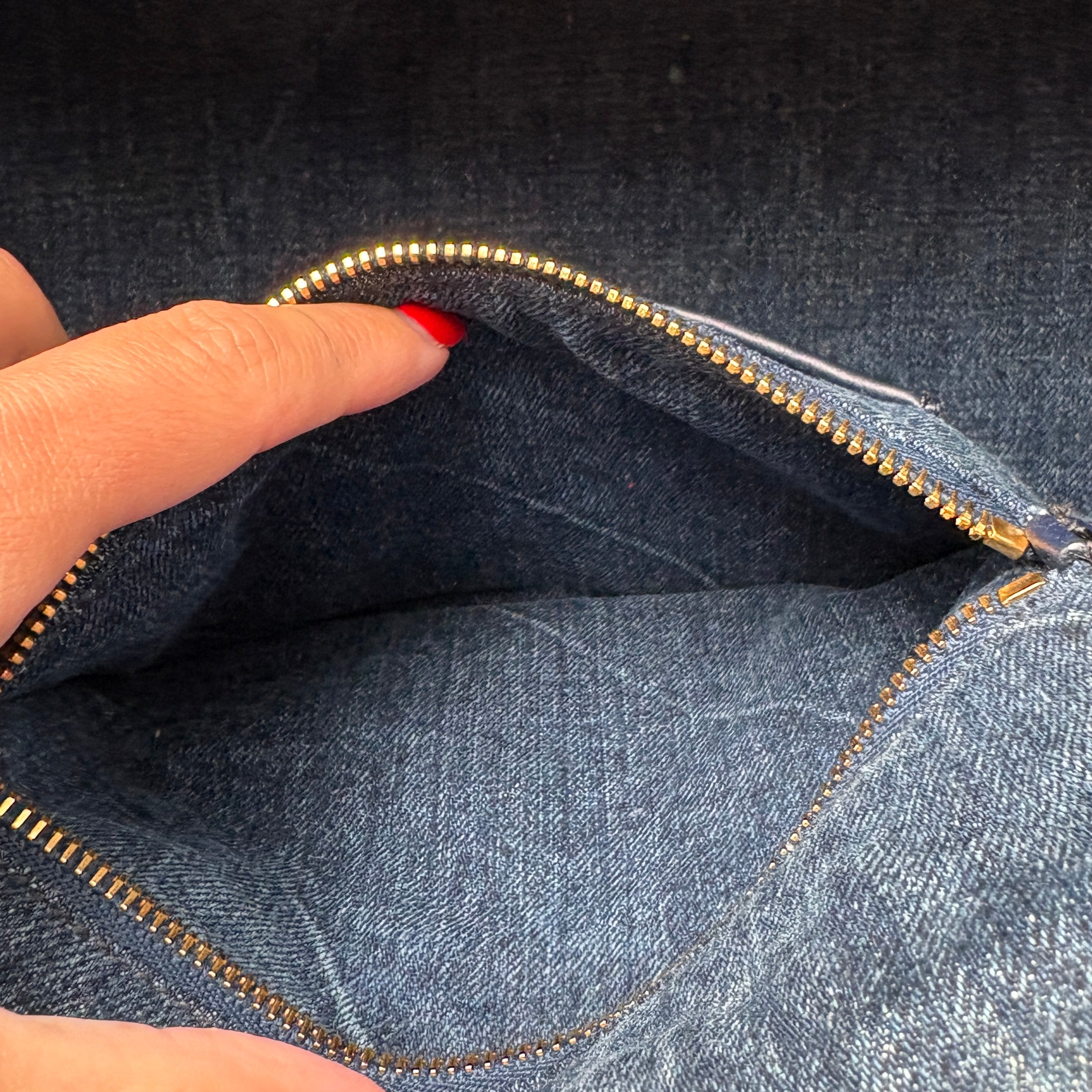PRADA CANAPA LARGE CANVAS TOTE BAG HAND BAG DENIM BLUE