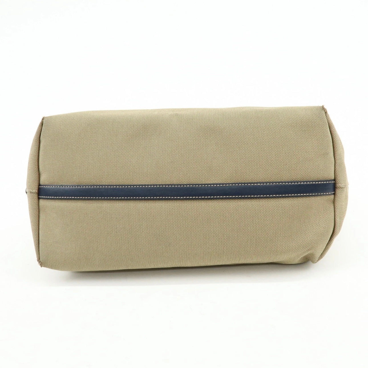 PRADA Logo Jacguard Leather Tote Bag Beige Navy