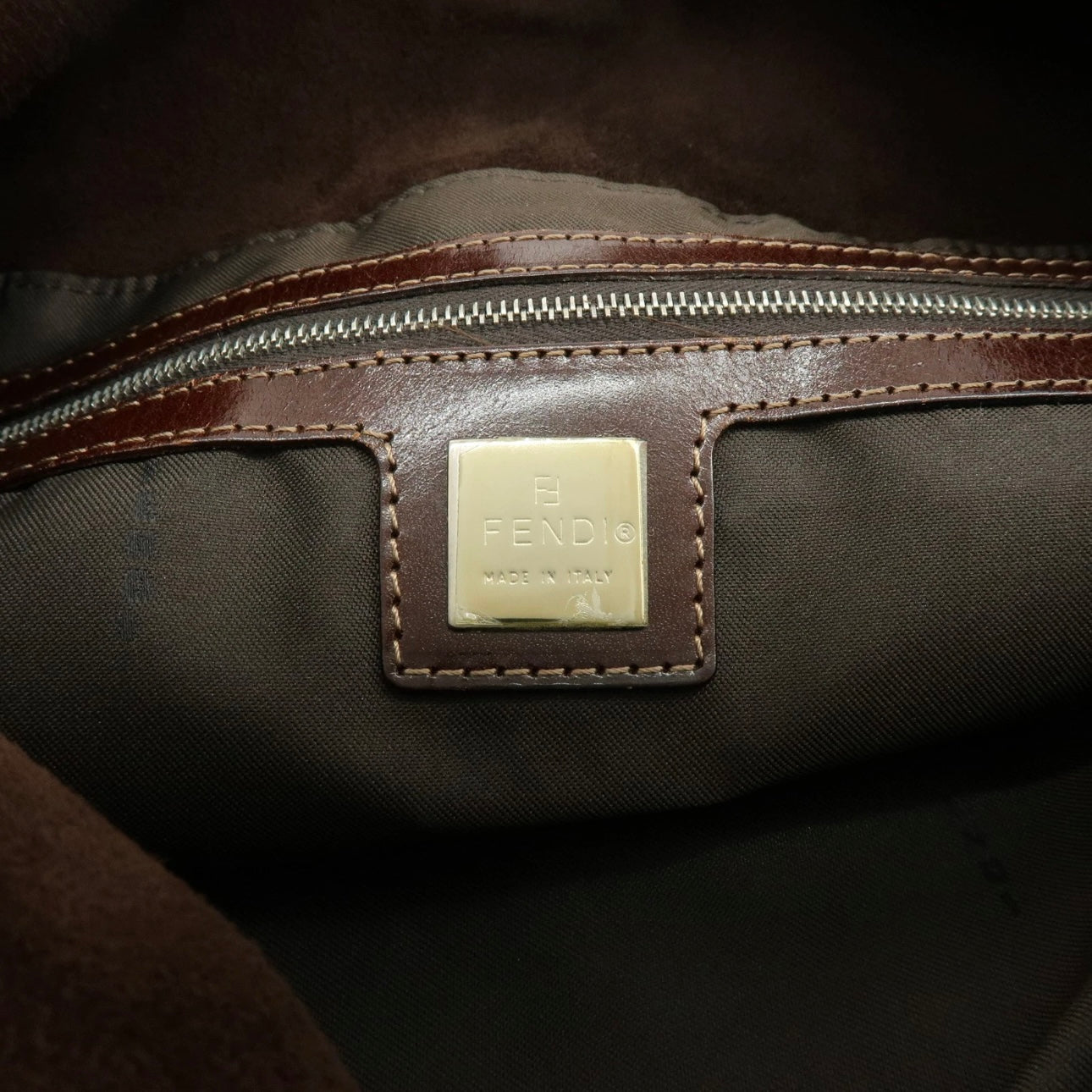 FENDI Suede Tote Shoulder Bag