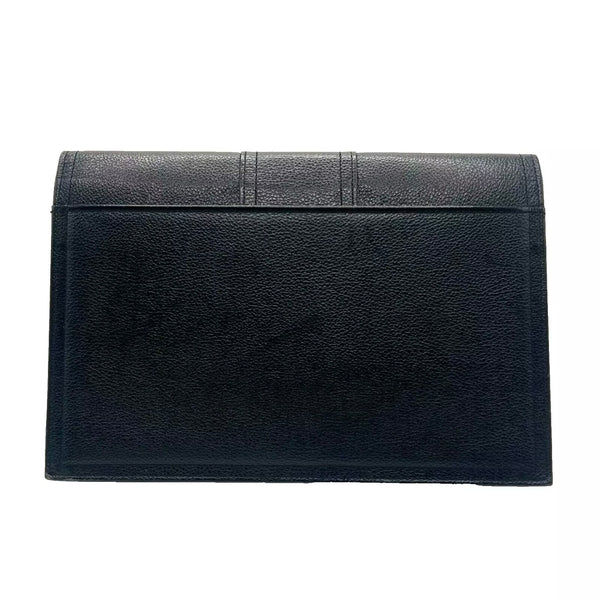 YVES SAINT LAURENT Clutch Bag Leather Black Vintage
