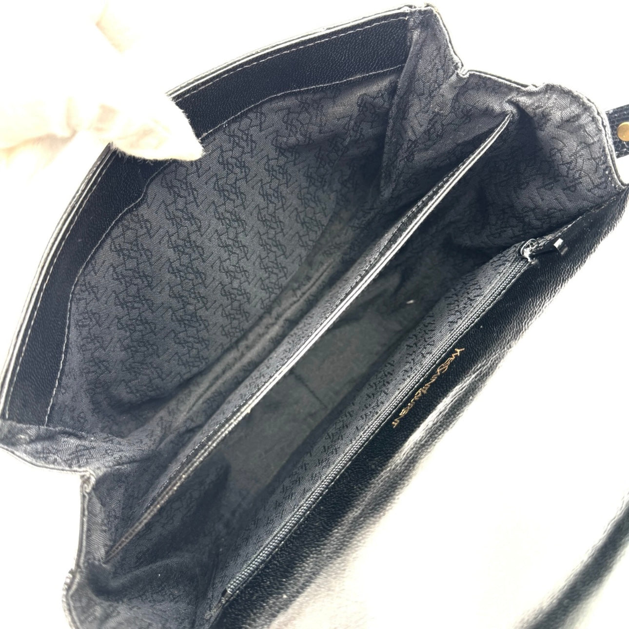 Yves Saint Laurent Shoulder Bag Leather Black Vintage YSL