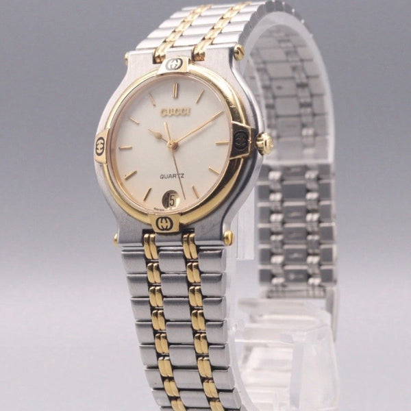 Vintage GUCCI 9000M Men's Quartz Watch Gold Dial Swiss Made