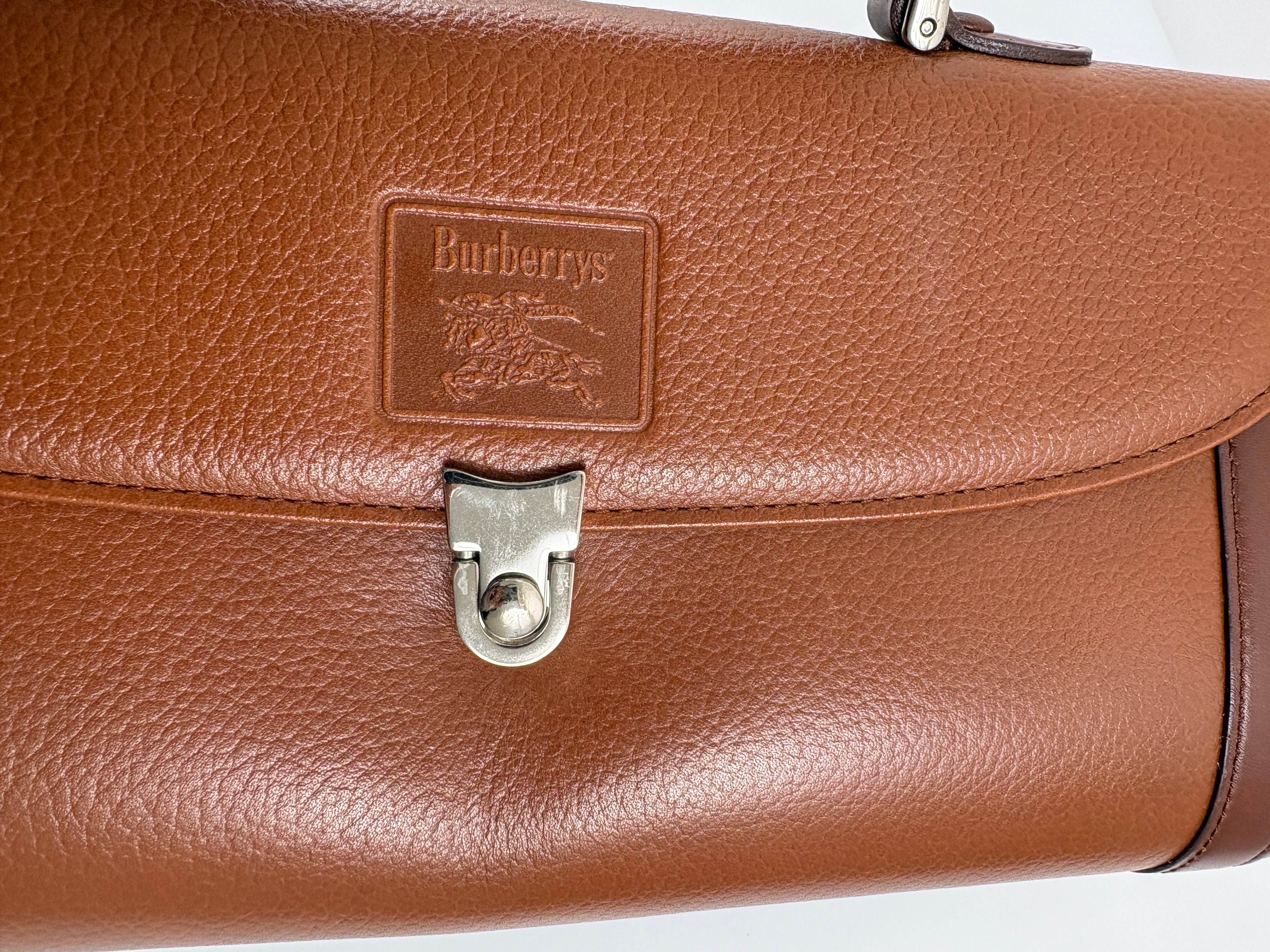 Burberry Vintage Top Handle Handbag - Brown, Leather