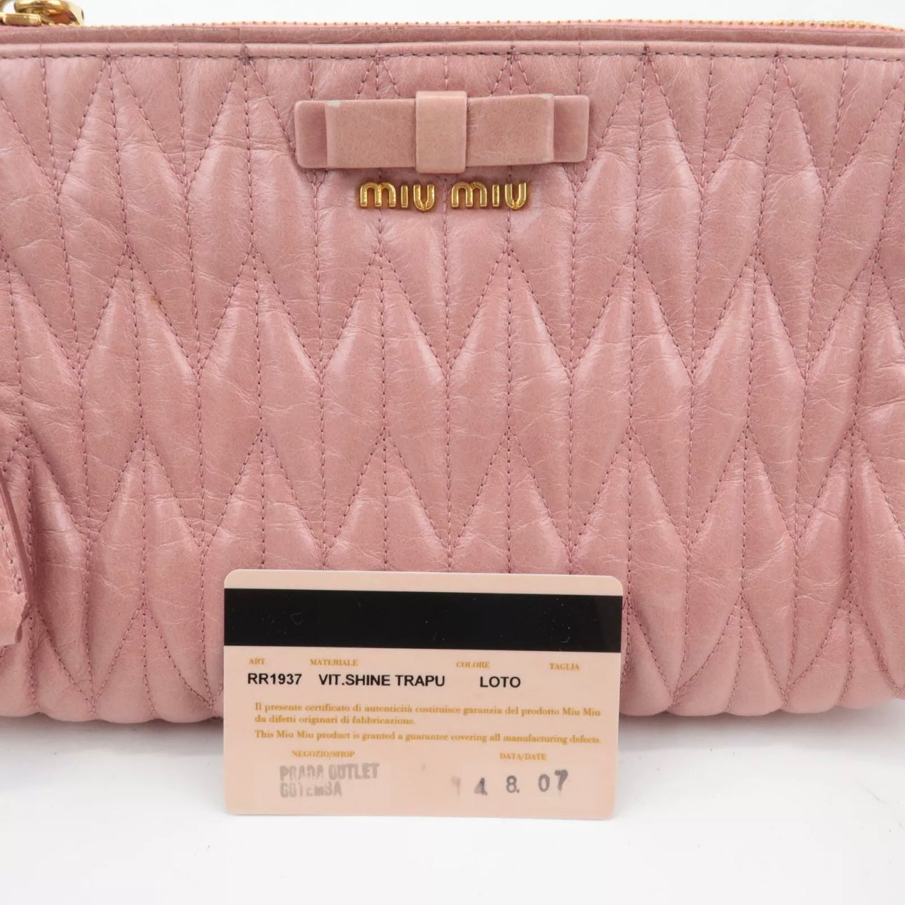 Leather Ribbon Gathered Shoulder Bag Pink