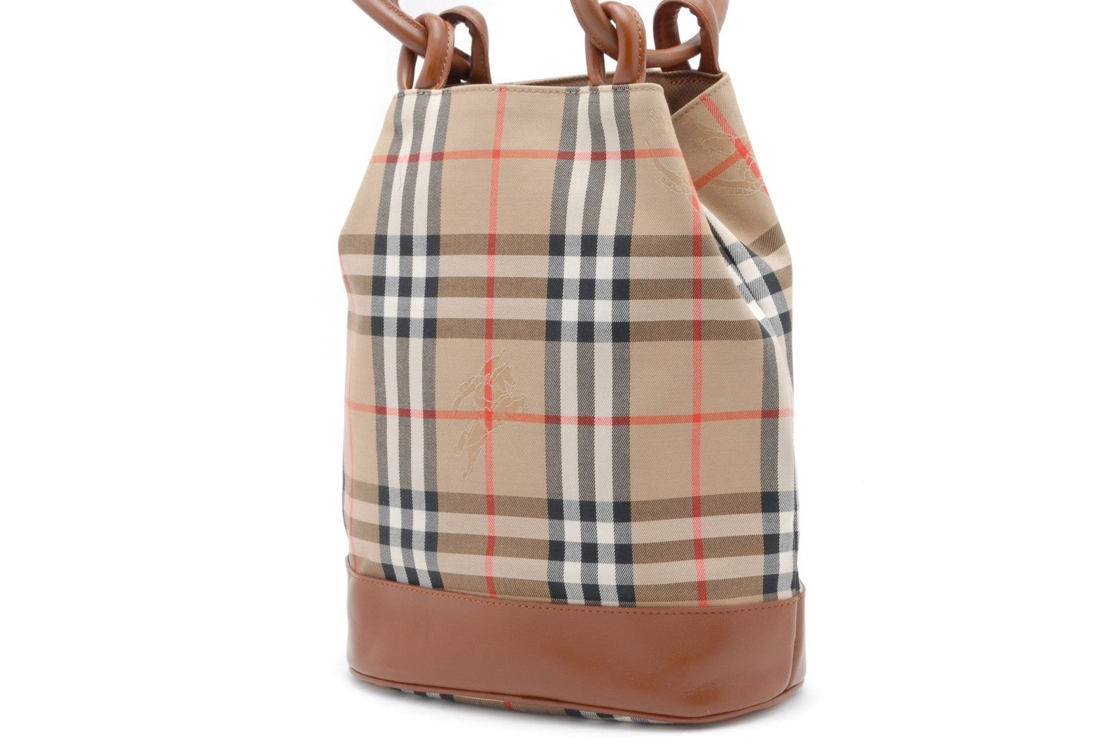 Burberry Nova Check Tote Hand Bag - Brown Beige, Leather