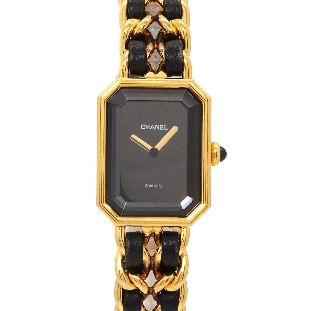 CHANEL Premiere Size L H0001 Watch - Black, Stainless steel/YGP,Leather