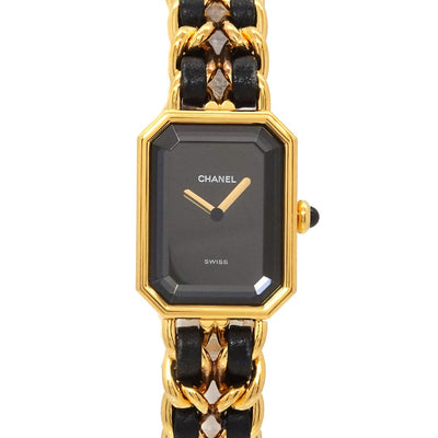 CHANEL Premiere Size L H0001 Watch - Black, Stainless steel/YGP,Leather