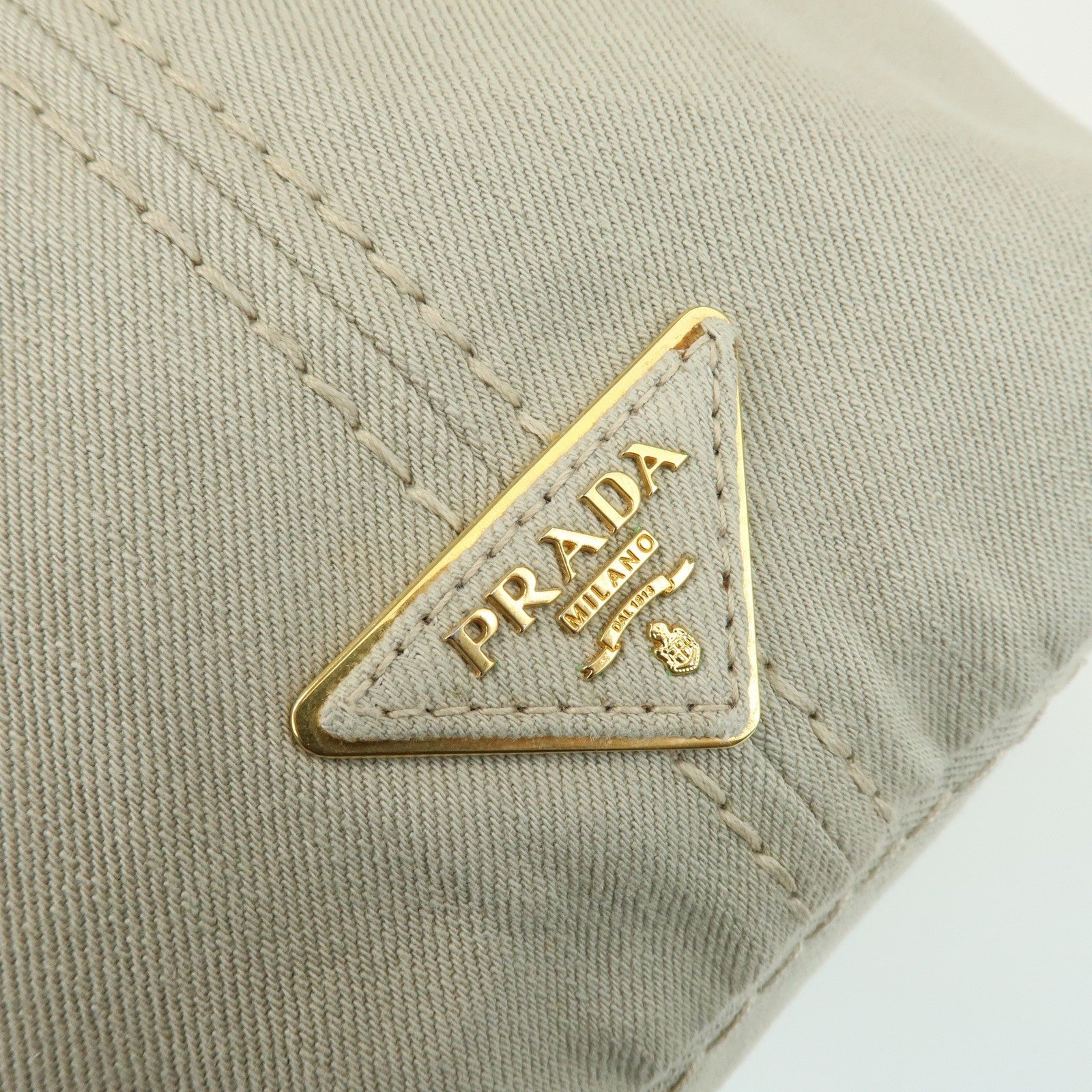 Prada Triangle Logo Tote Bag - Light Beige, Denim