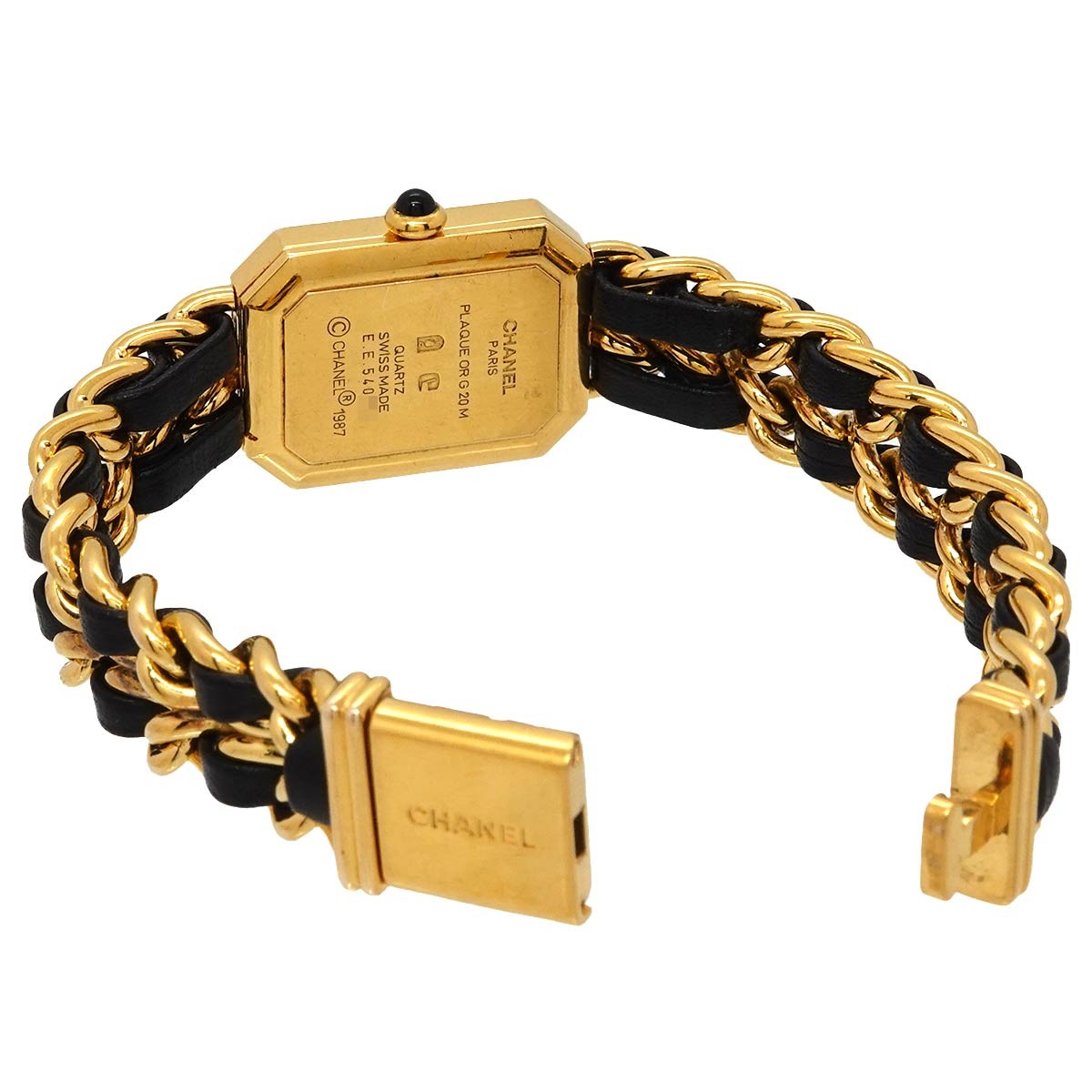 CHANEL Premiere Size L H0001 Watch - Black, Stainless steel/YGP,Leather