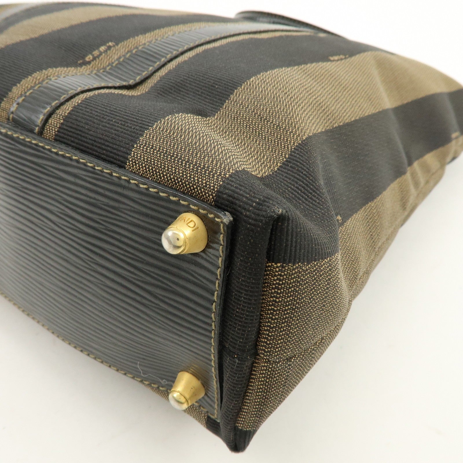 Fendi Pequin Canvas Leather Hand Bag - Brown, Canvas