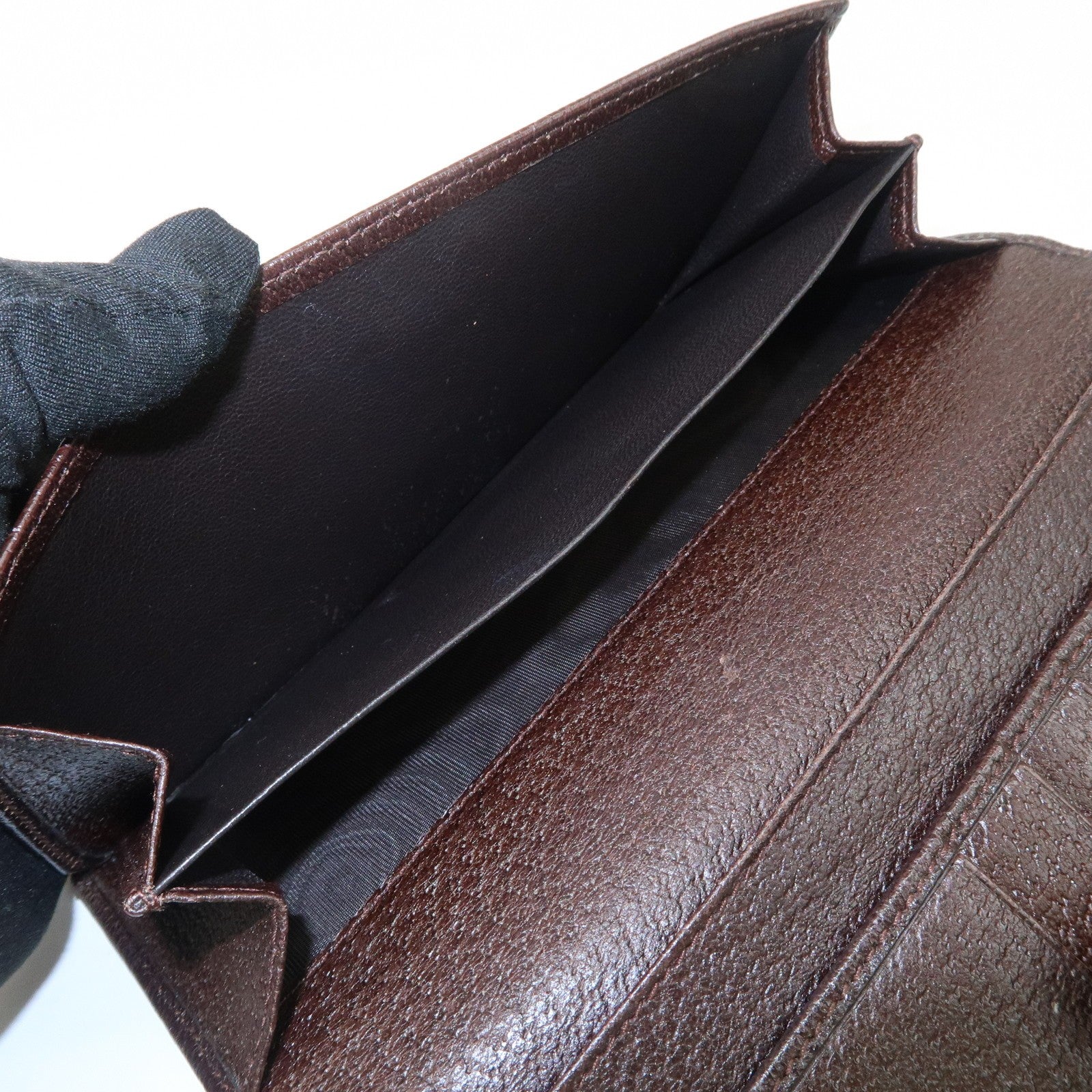 Gucci GG Canvas Leather Bi-fold Long Wallet - Dark Brown, Leather