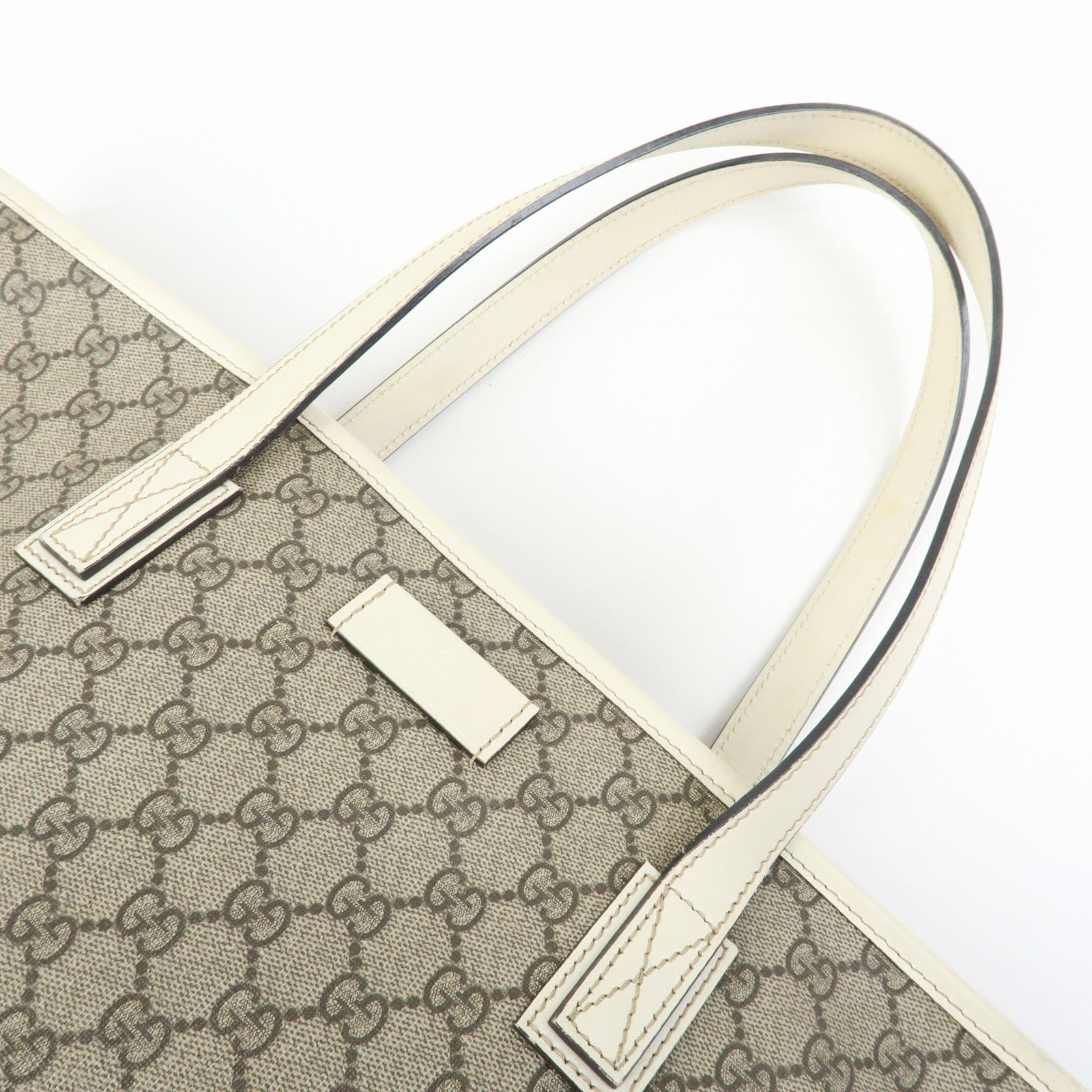 Gucci Tote Bag - Beige White, GG Supreme Leather 