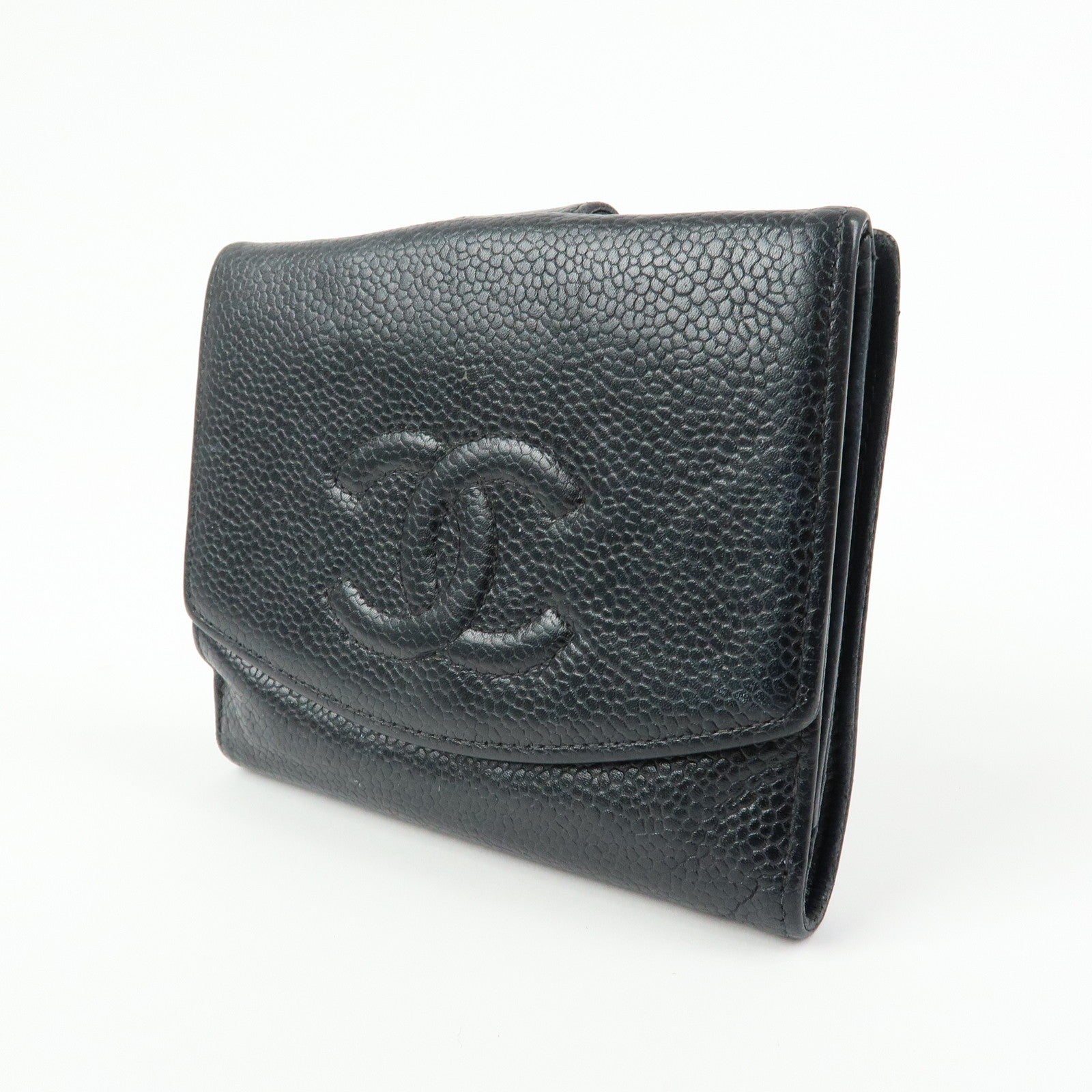 CHANEL COCO Mark Compact Wallet - Black, Caviarskin 