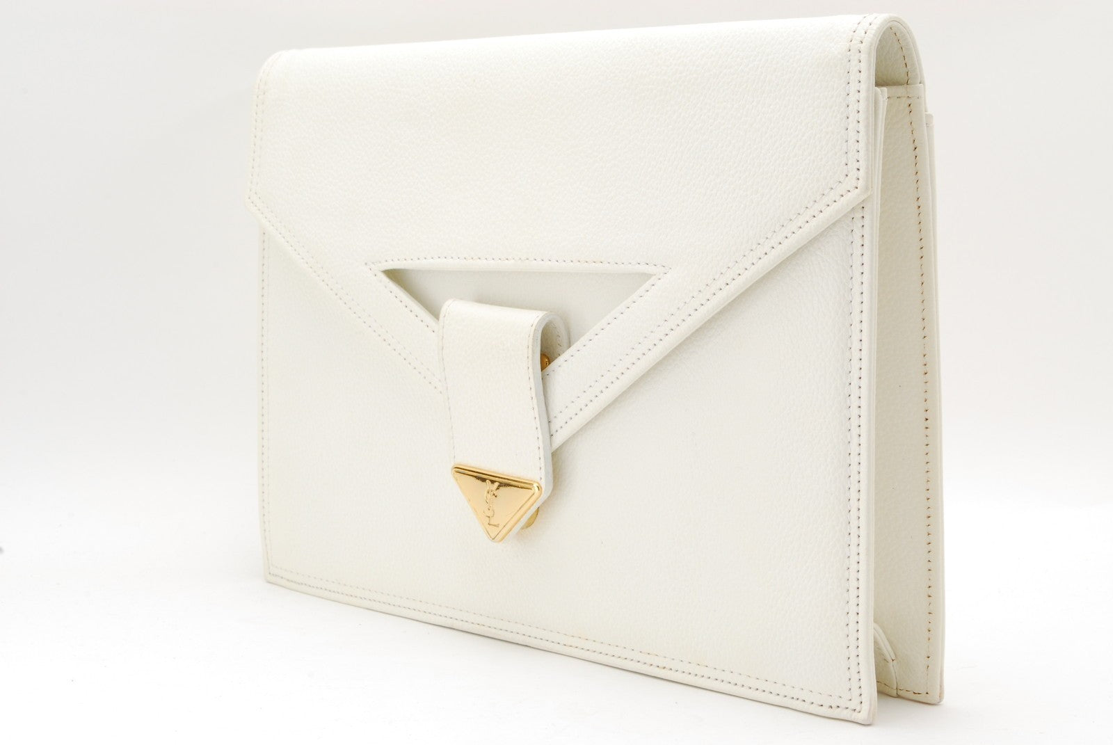 Saint Laurent Yves Saint Laurent Clutch - White, Leather