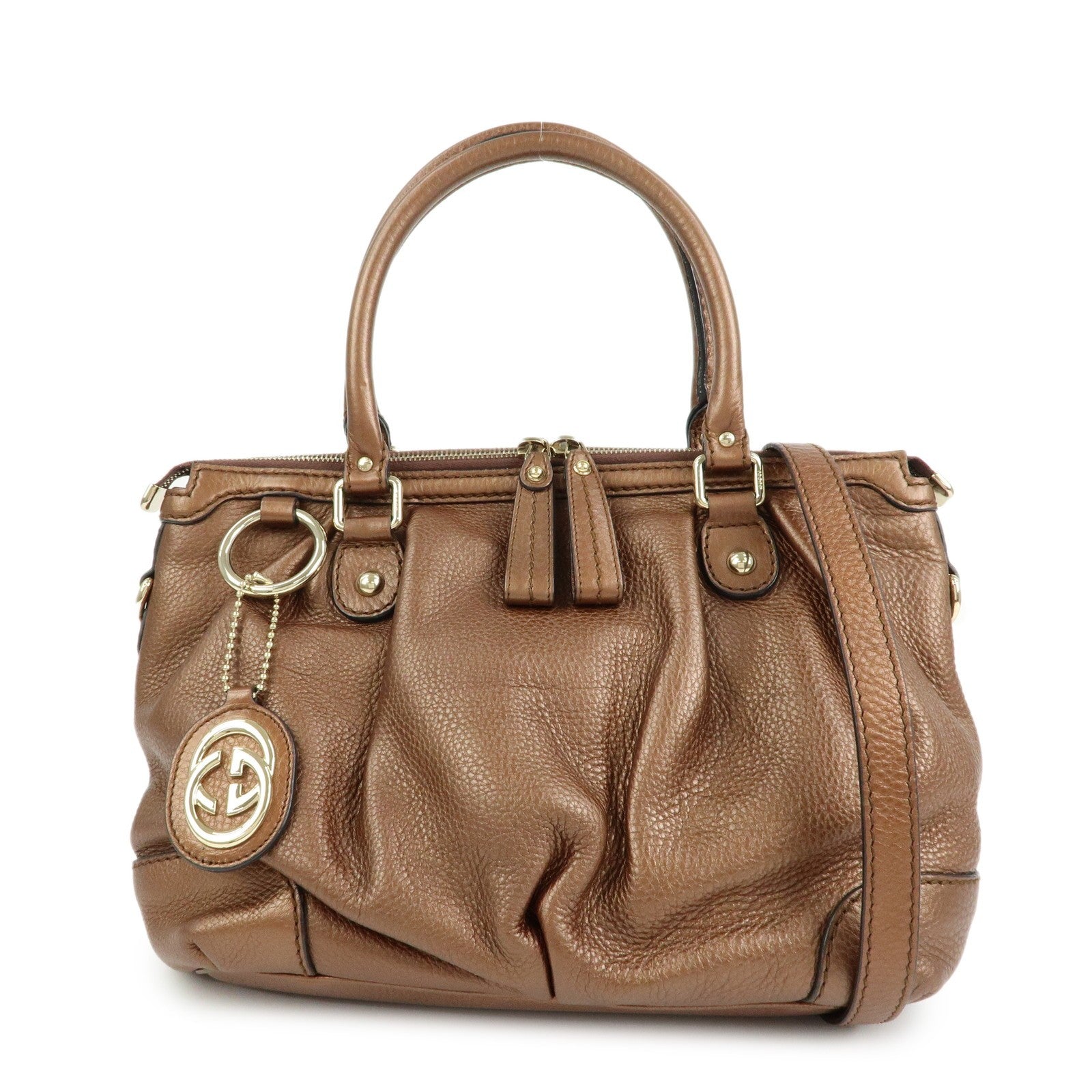 GUCCI Sukey Interlocking G Leather 2Way Bag Shoulder Bag
