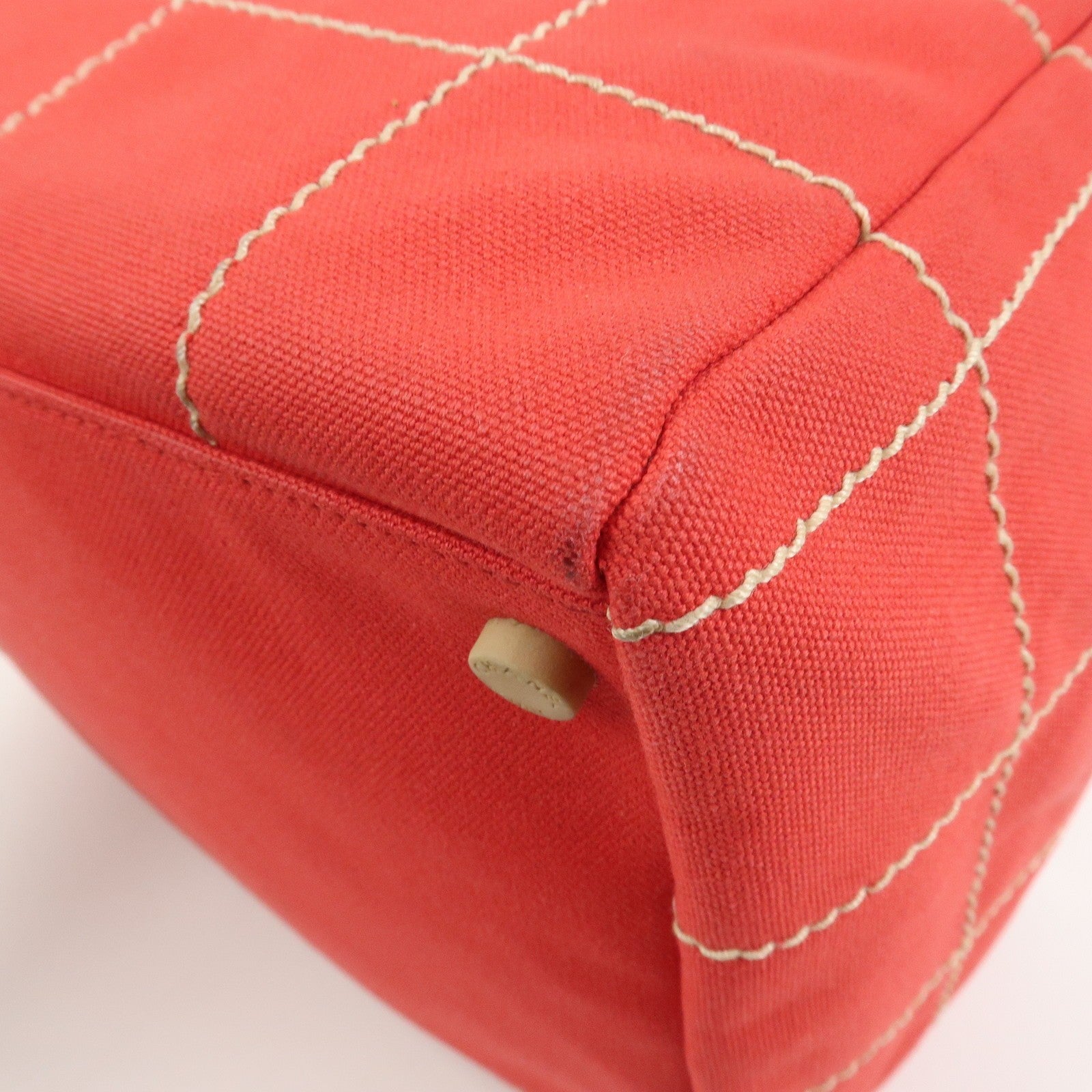 Chanel Chocolate Bar COCO Mark Hand Bag - Red, Canvas Leather