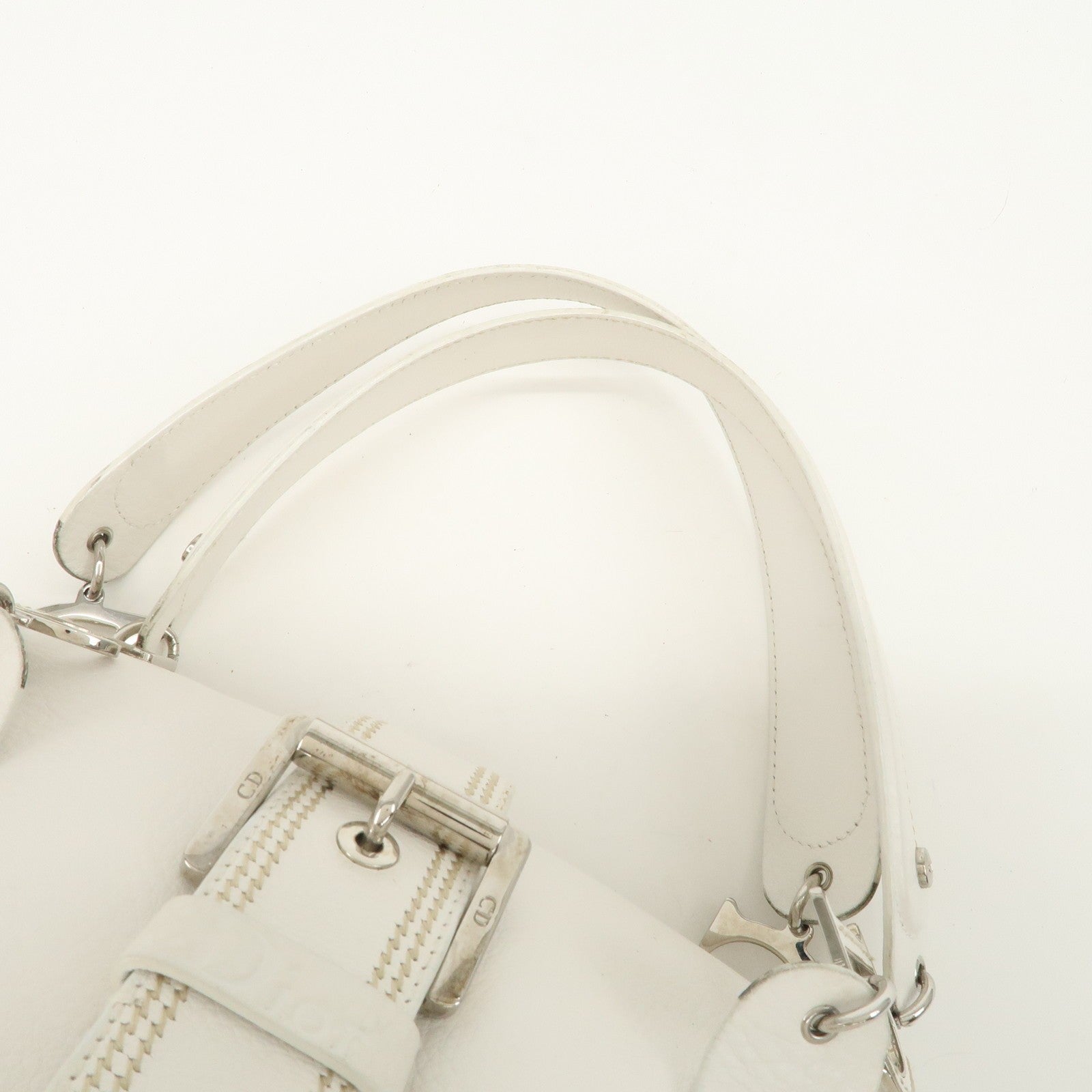 Christian Dior Logo Hand Bag - White, Leather