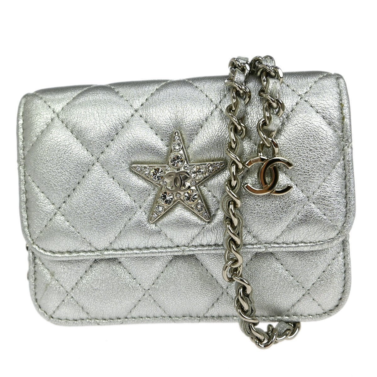 Chanel Classic Flap Shoulder Bag - Silver, Lambskin