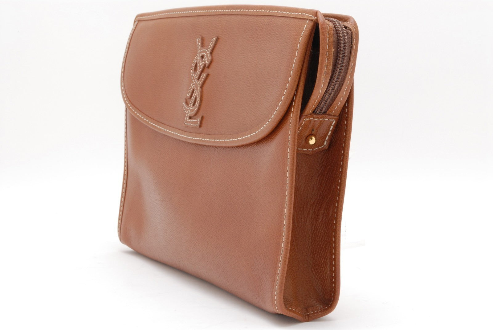 Saint Laurent Yves Vintage Stitch Crutch Bag - Brown, Leather