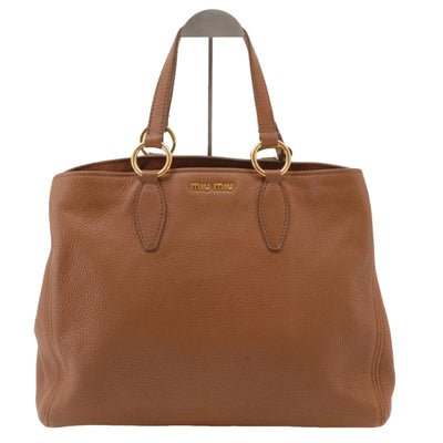Miu Miu Vitello Lux Tote Handbag - Brown, Leather