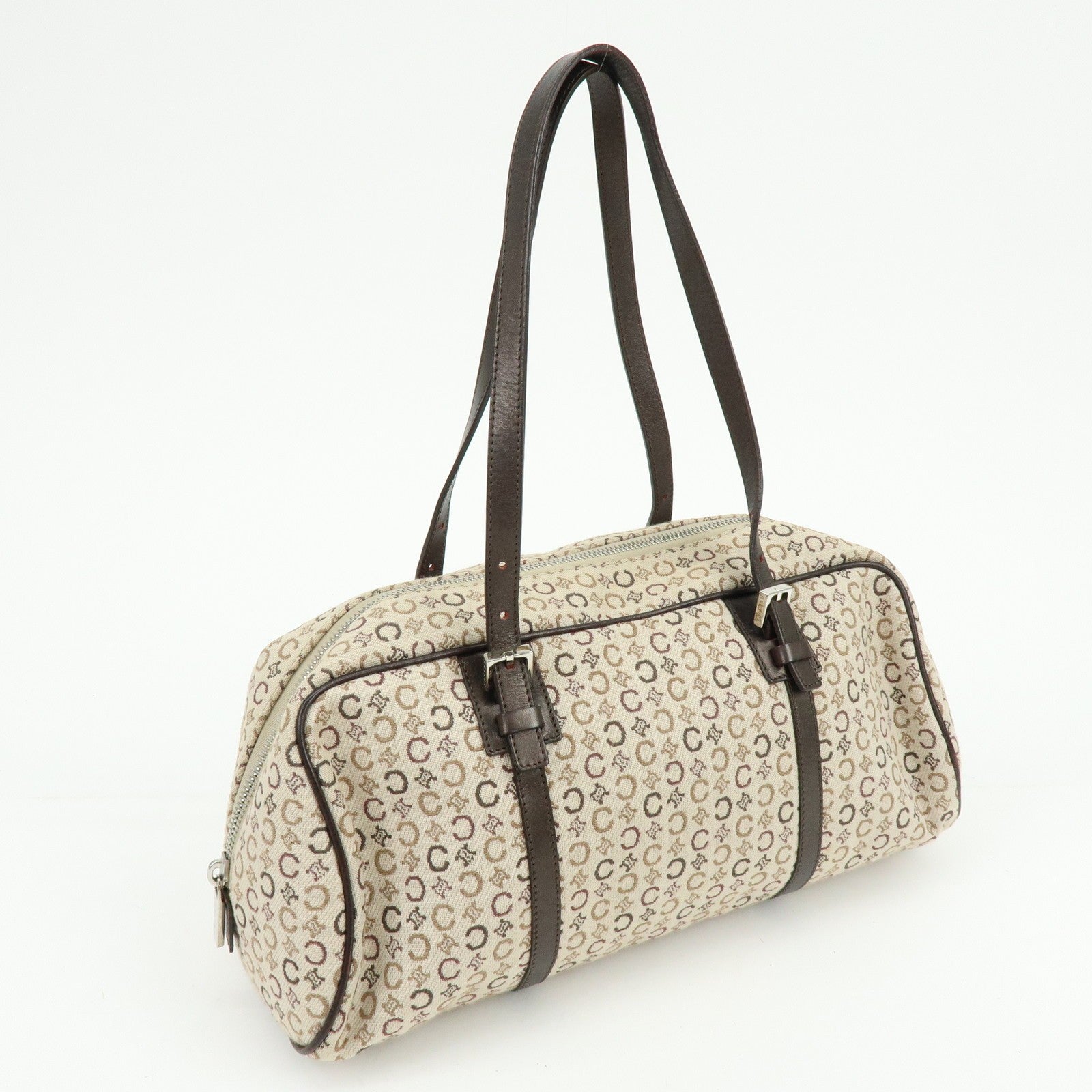 Celine C Macadam Hand Bag - Beige, Canvas and Leather