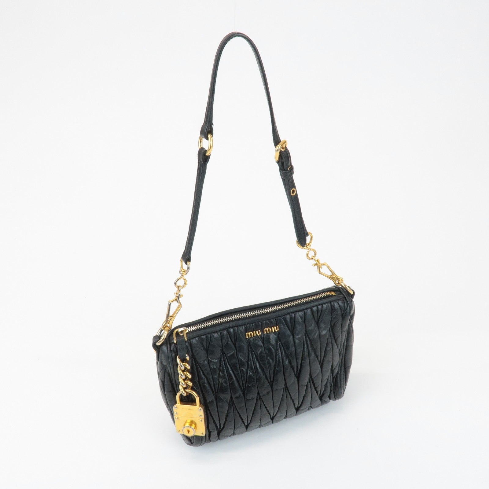 Miu Miu Matelasse Shoulder Bag - Black, Leather
