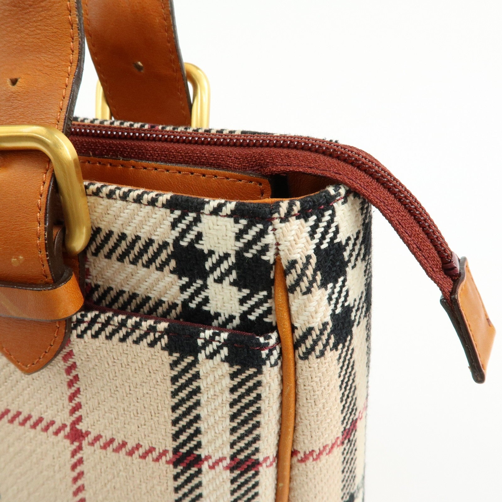 Burberry Nova Plaid Tote Bag - Beige, Canvas