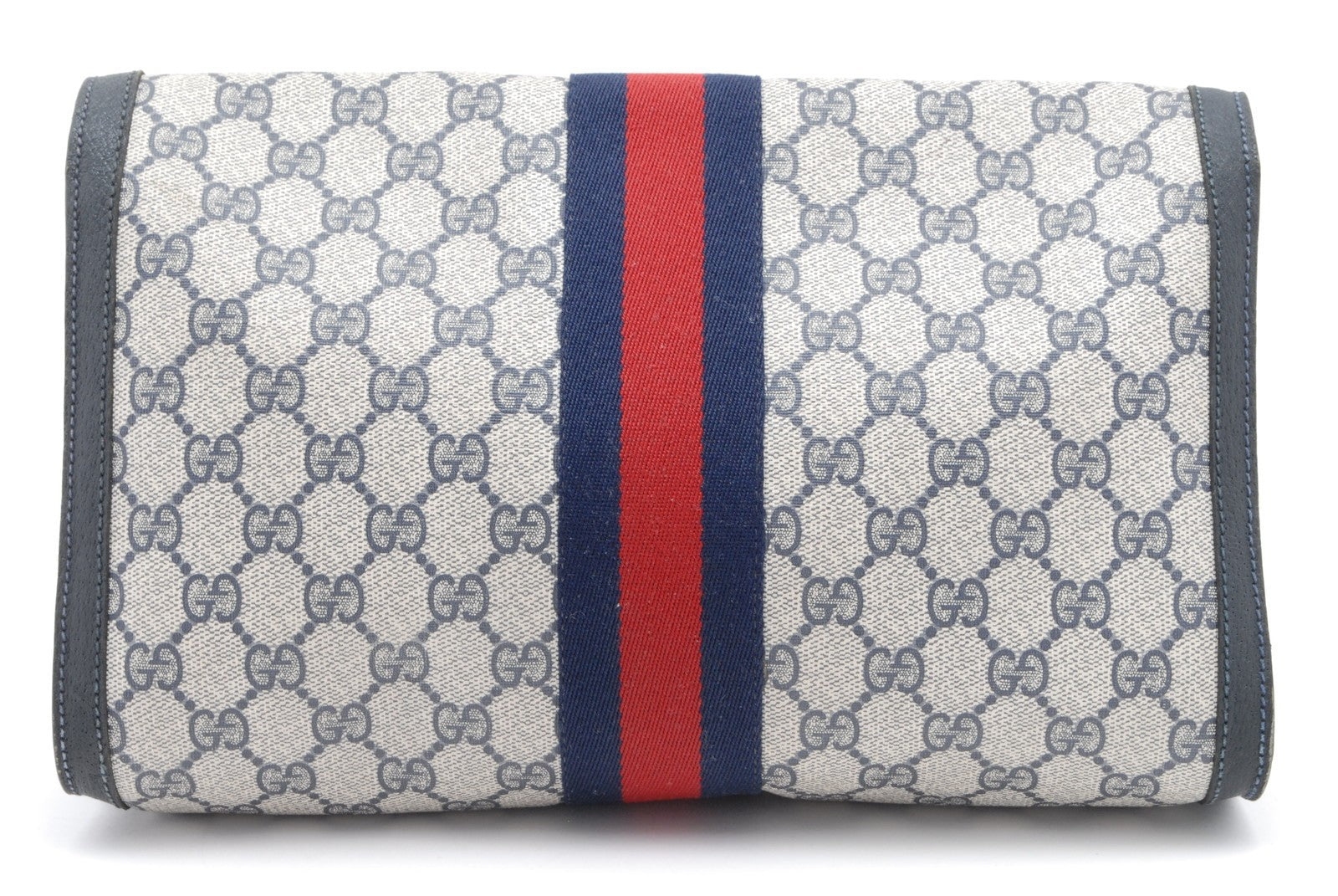 Gucci GG Supreme Web Stripe Clutch - Navy, GG Supreme Canvas